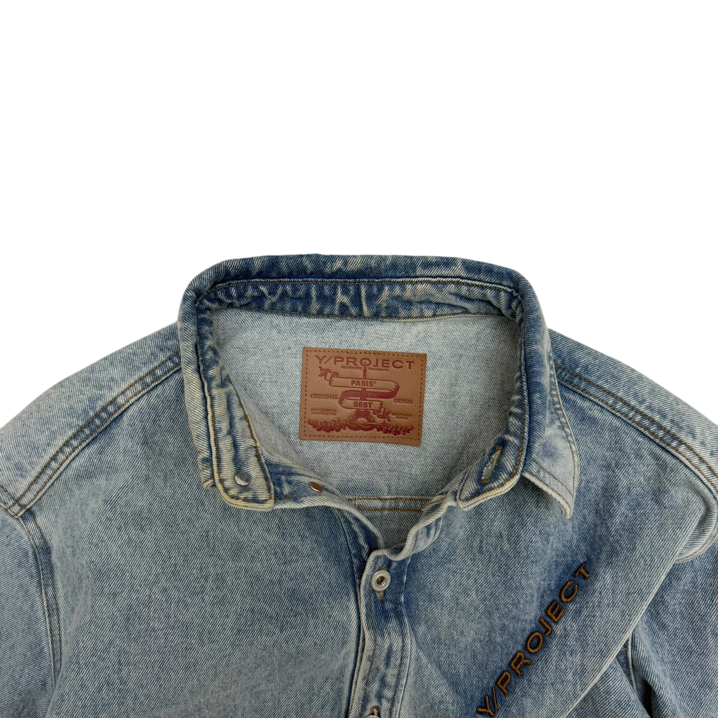 Y/Project 22AW Pinched Logo Oversized Denim Shirt (Fits up to size L)