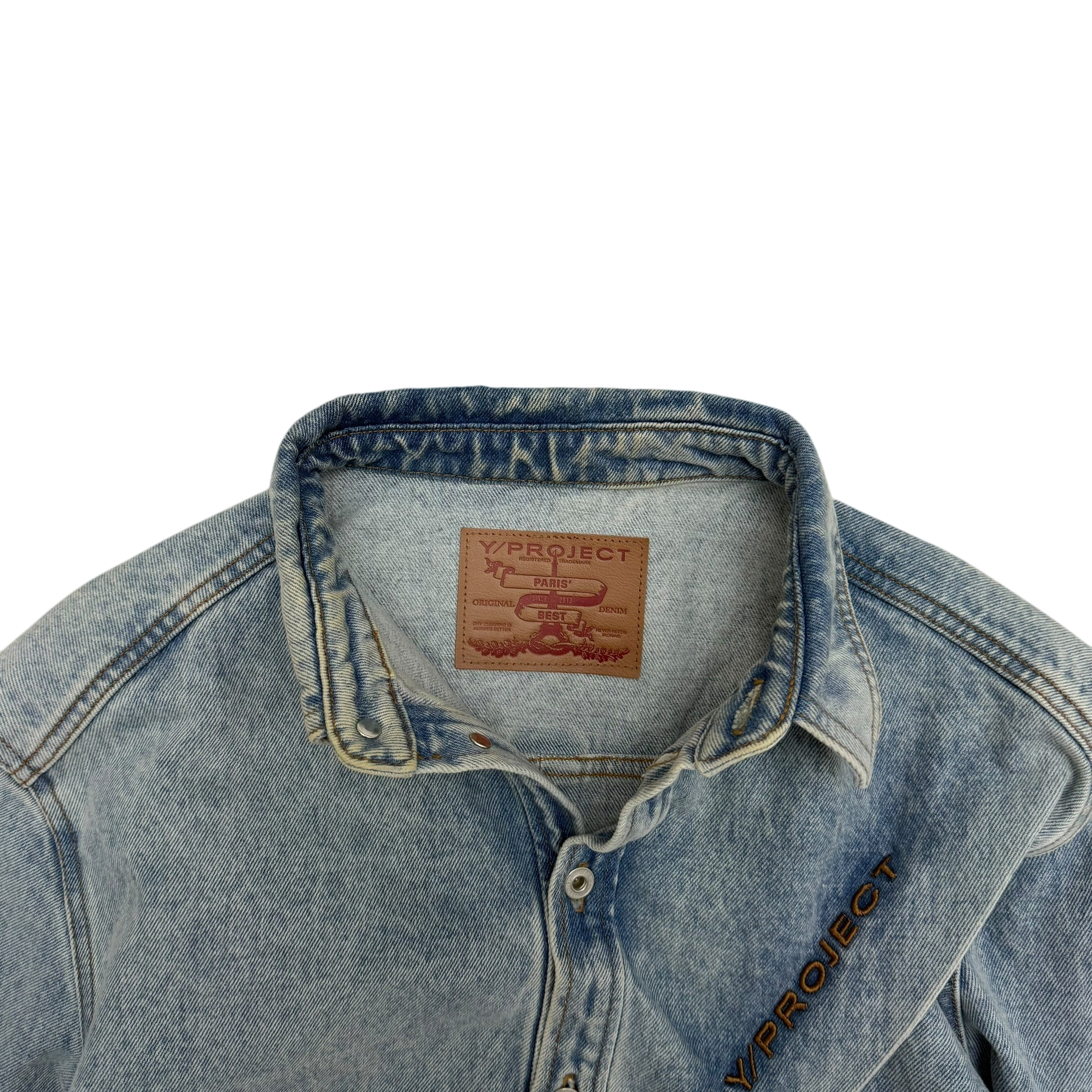 Y/Project 22AW Pinched Logo Oversized Denim Shirt (Fits up to size L)