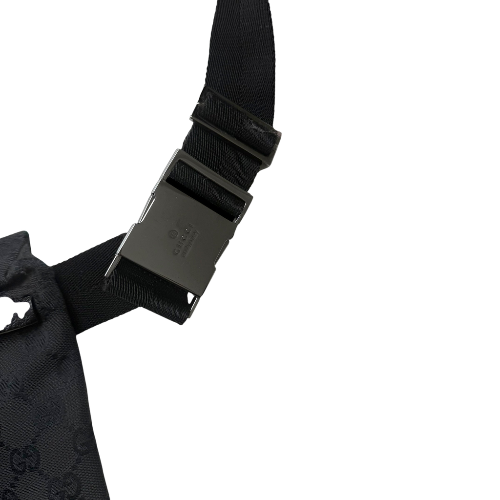 Gucci GG Canvas Double Pocket Belt Bag Black