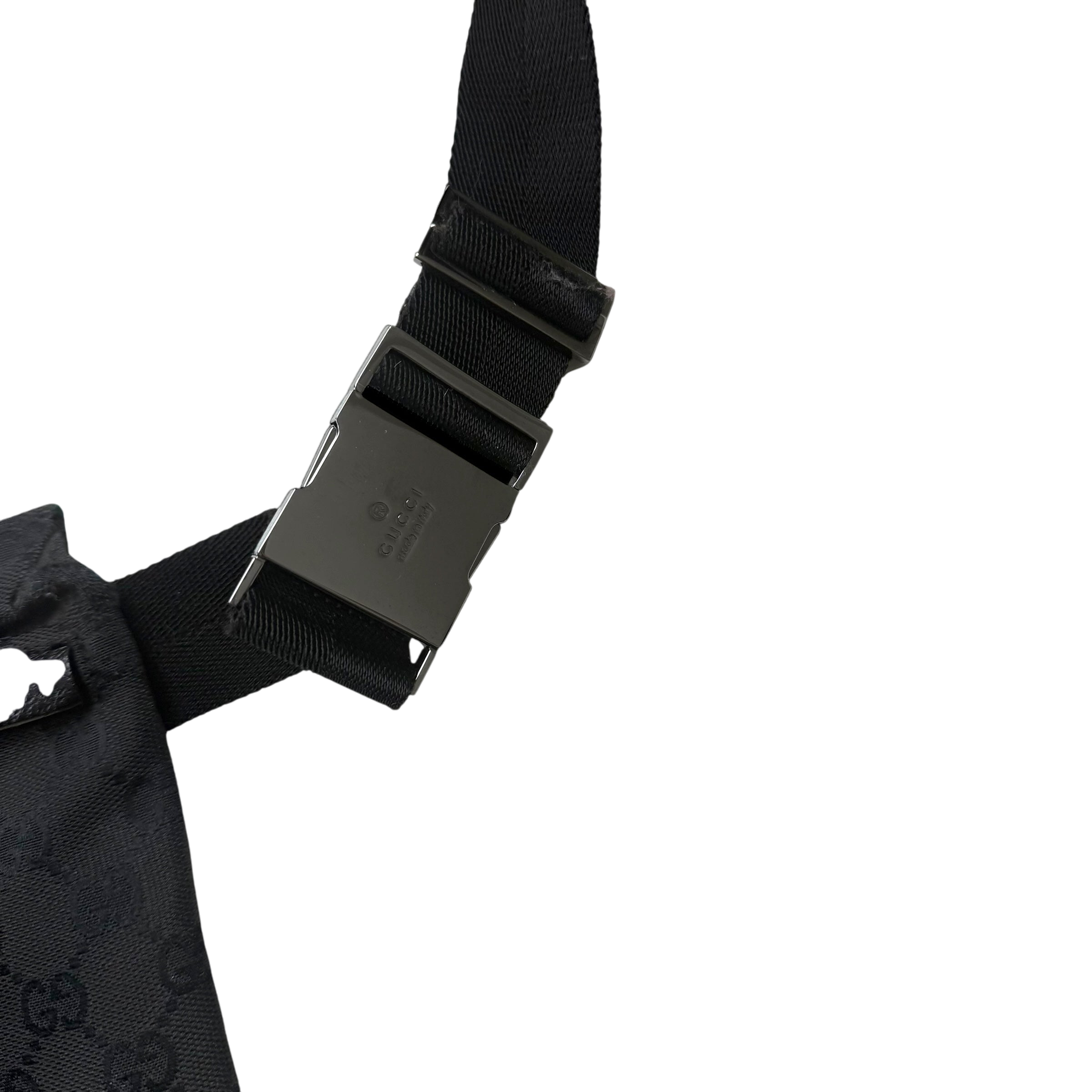 Gucci GG Canvas Double Pocket Belt Bag Black