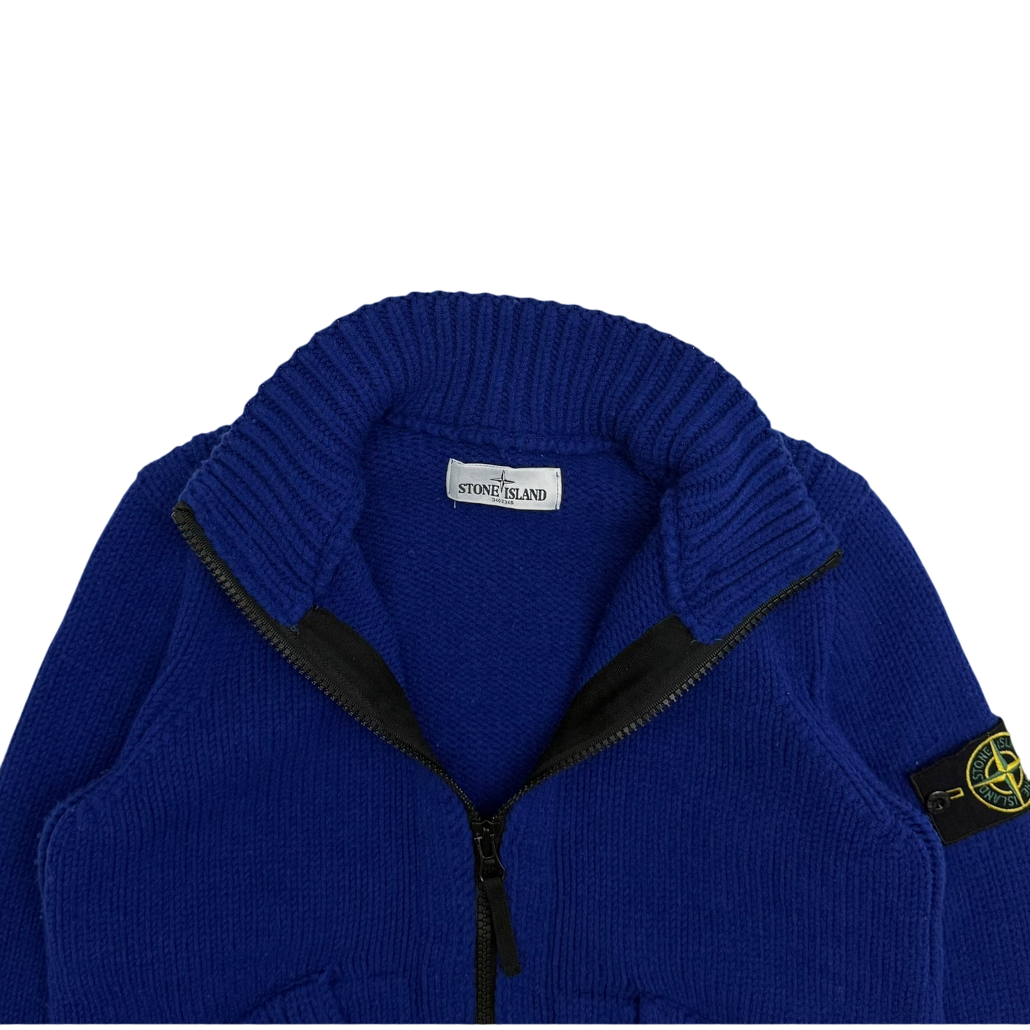 Stone Island AW12 Wool Blend Heavy Knit Zip-Up Sweatshirt Royal Blue (Size M)