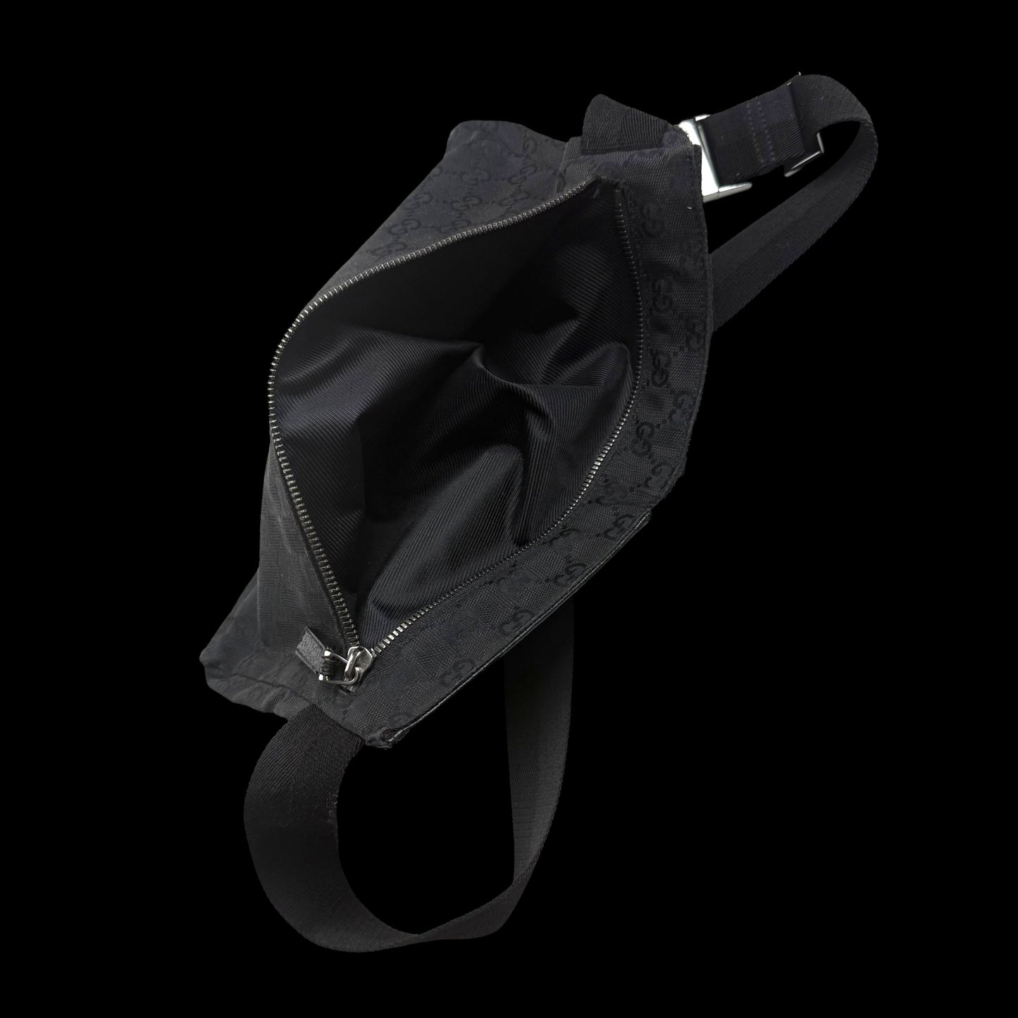 Gucci GG Canvas Double Pocket Belt Bag Black