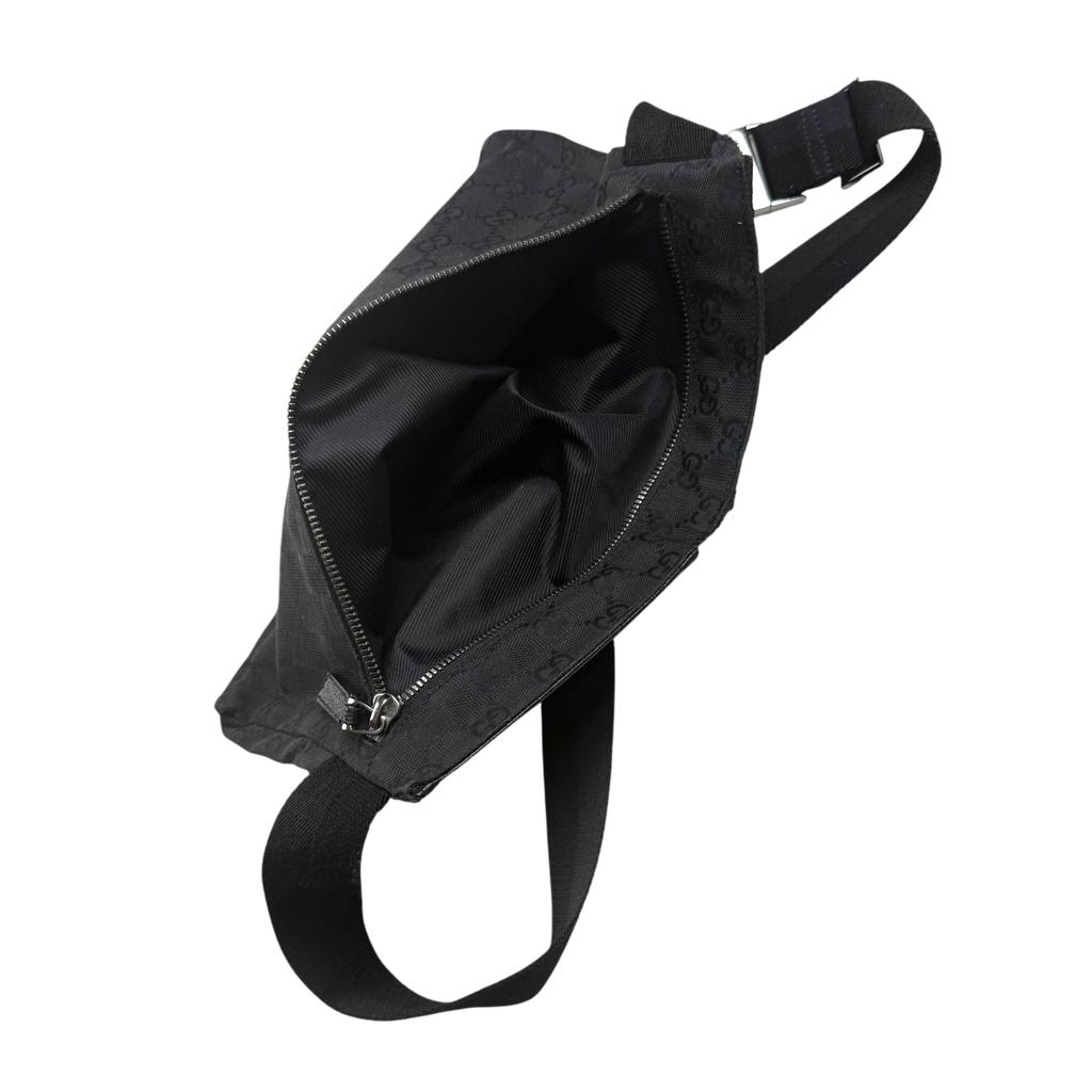 Gucci GG Canvas Double Pocket Belt Bag Black