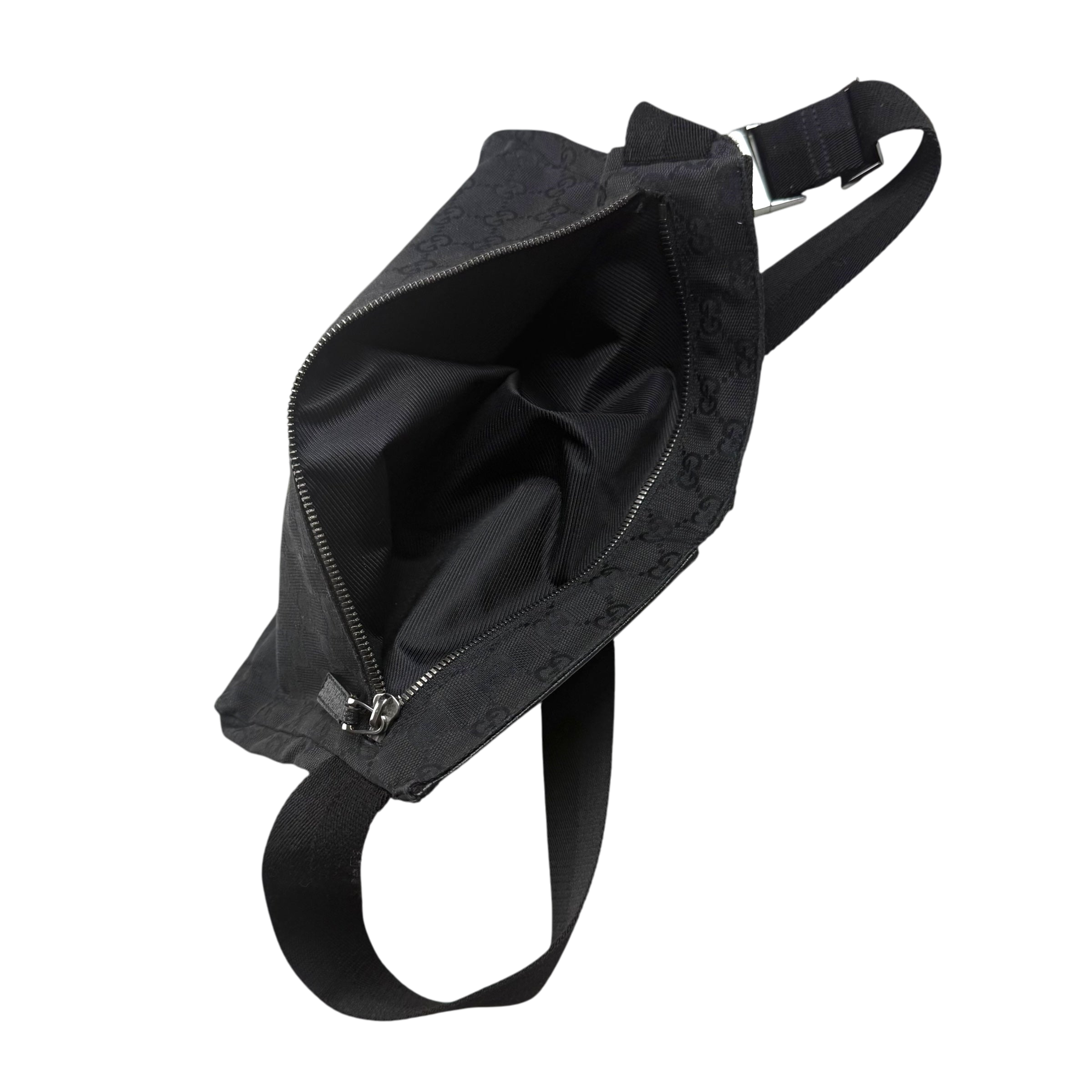 Gucci GG Canvas Double Pocket Belt Bag Black