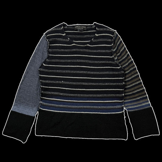 Comme des Garçons Homme Plus AD2011 Striped Wool Sweatshirt Black / Blue (Size S)