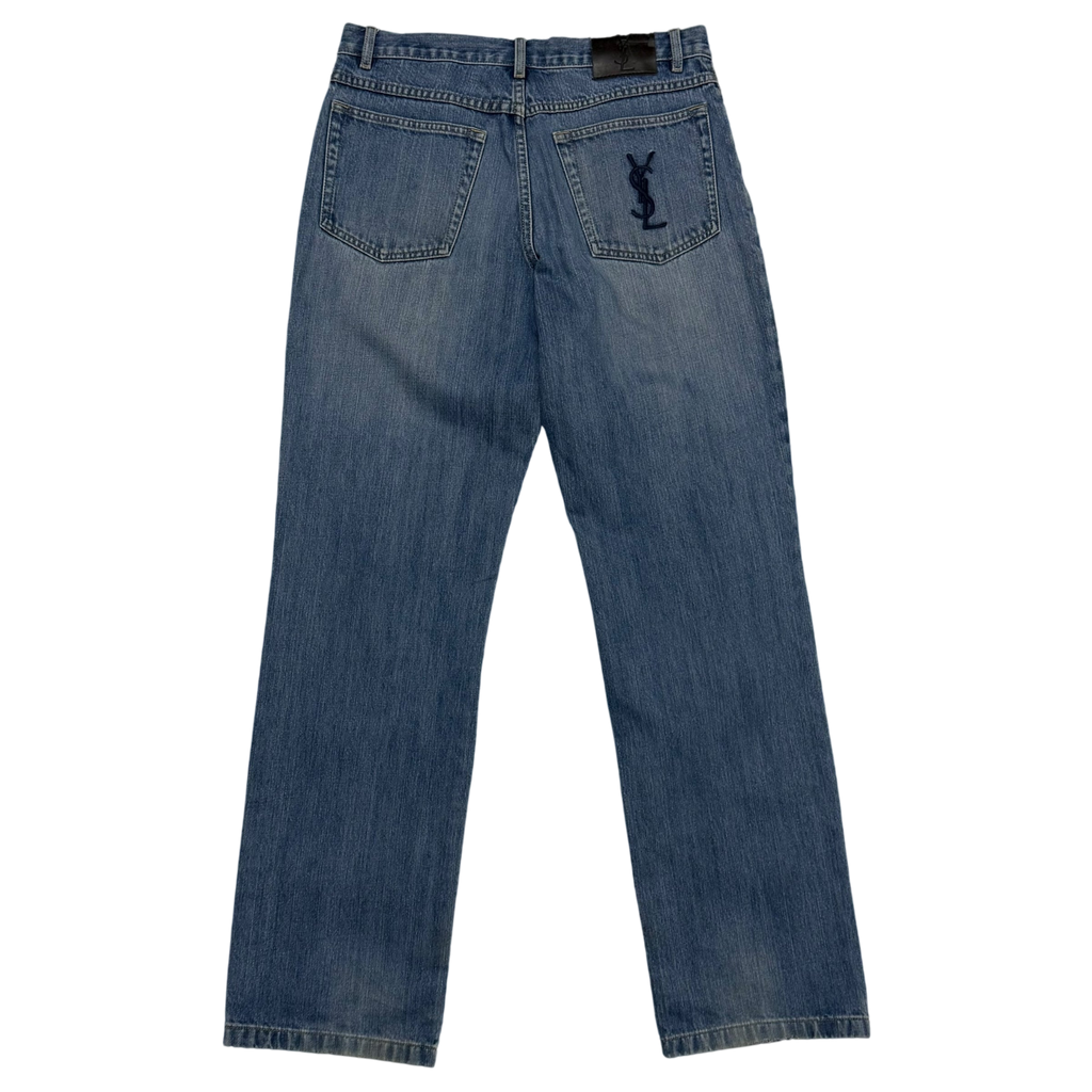 Yves Saint Laurent 2000s Embroidered Logo Jeans (Size 32”)