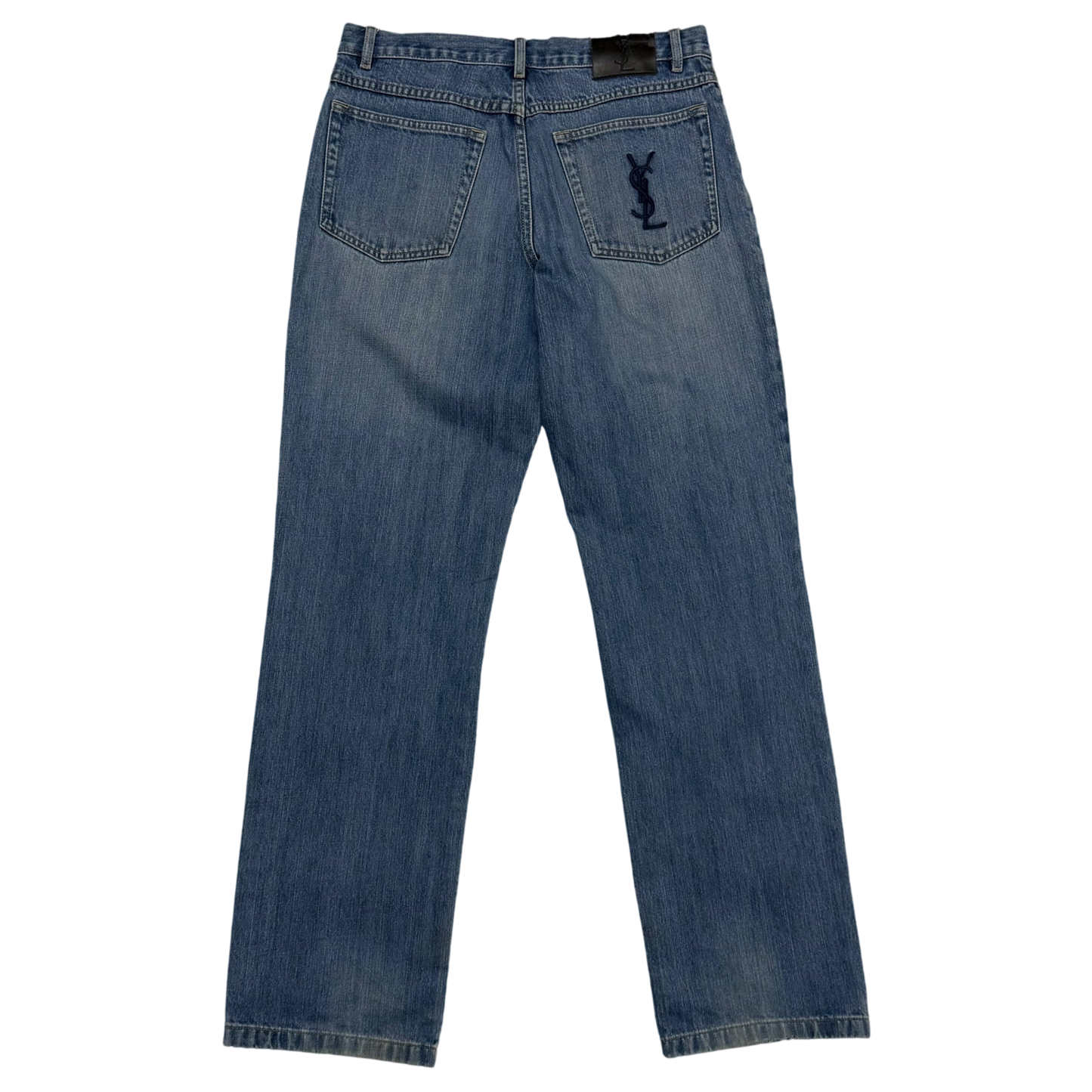 Yves Saint Laurent 2000s Embroidered Logo Jeans (Size 32”)