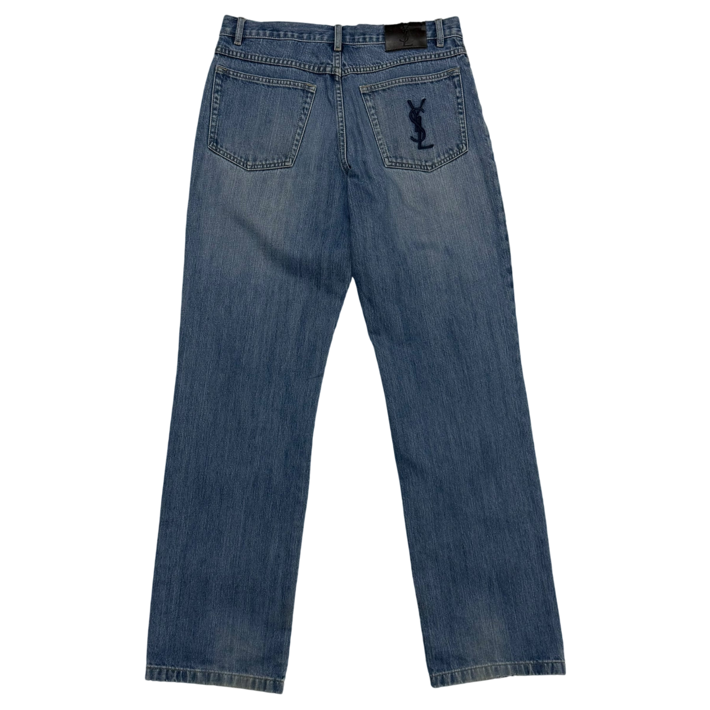 Yves Saint Laurent 2000s Embroidered Logo Jeans (Size 32”)