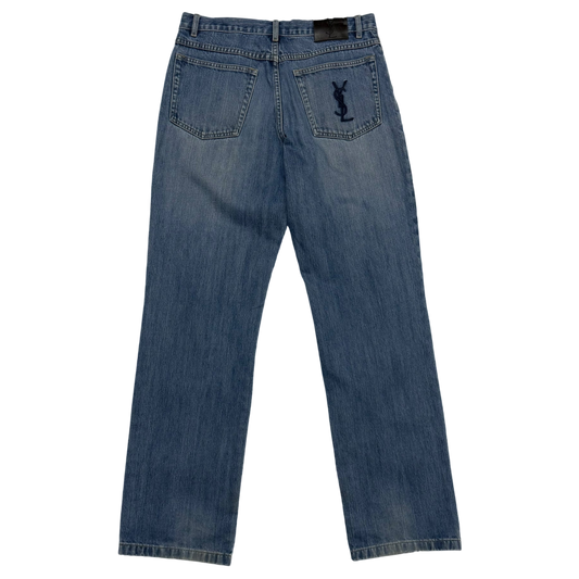Yves Saint Laurent 2000s Embroidered Logo Jeans (Size 32”)