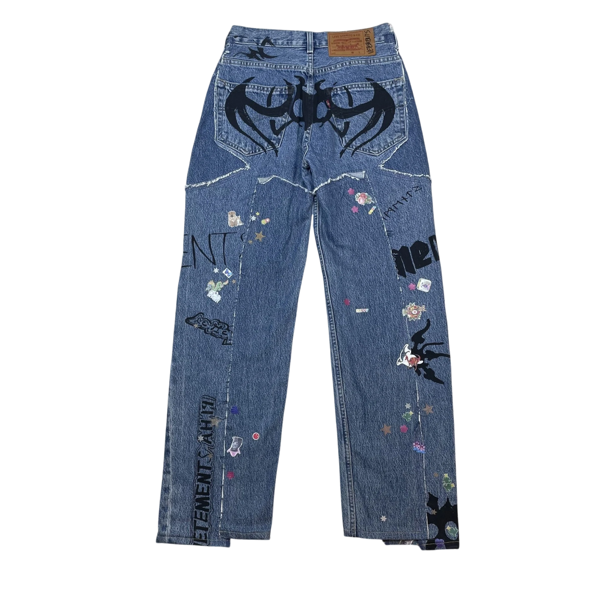 Levi’s x Vetements AW19 Tribal Sticker Patchwork Jeans Blue (Size XS)