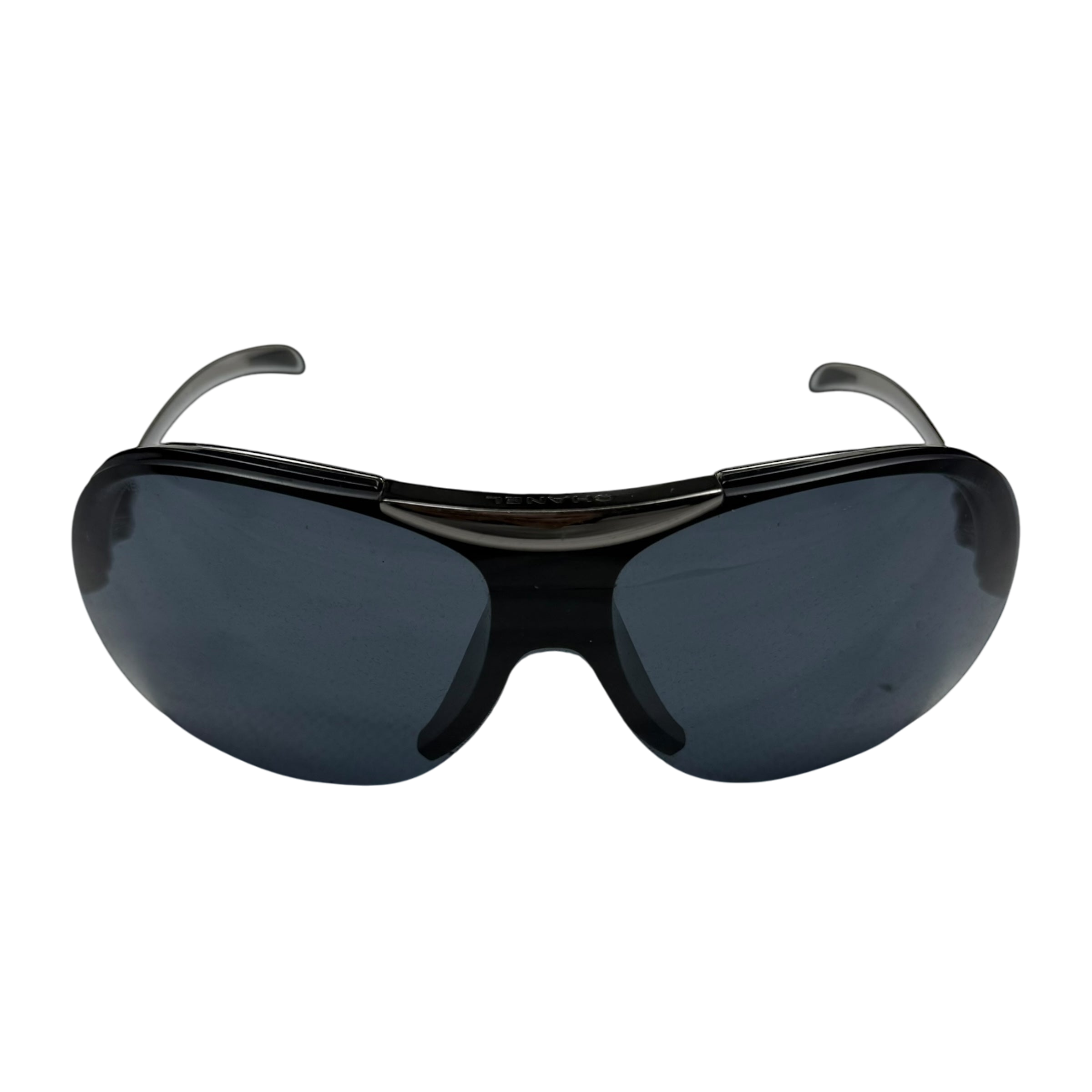Chanel Rimless Shield Sunglasses Black/Petrol Blue