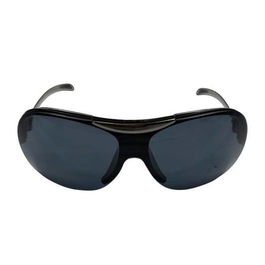 Chanel Rimless Shield Sunglasses Black/Petrol Blue