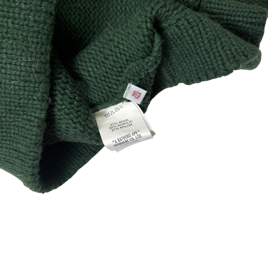 AAPE by A Bathing Ape Embroidered Knit Sweatshirt Cardigan Green (Size L)