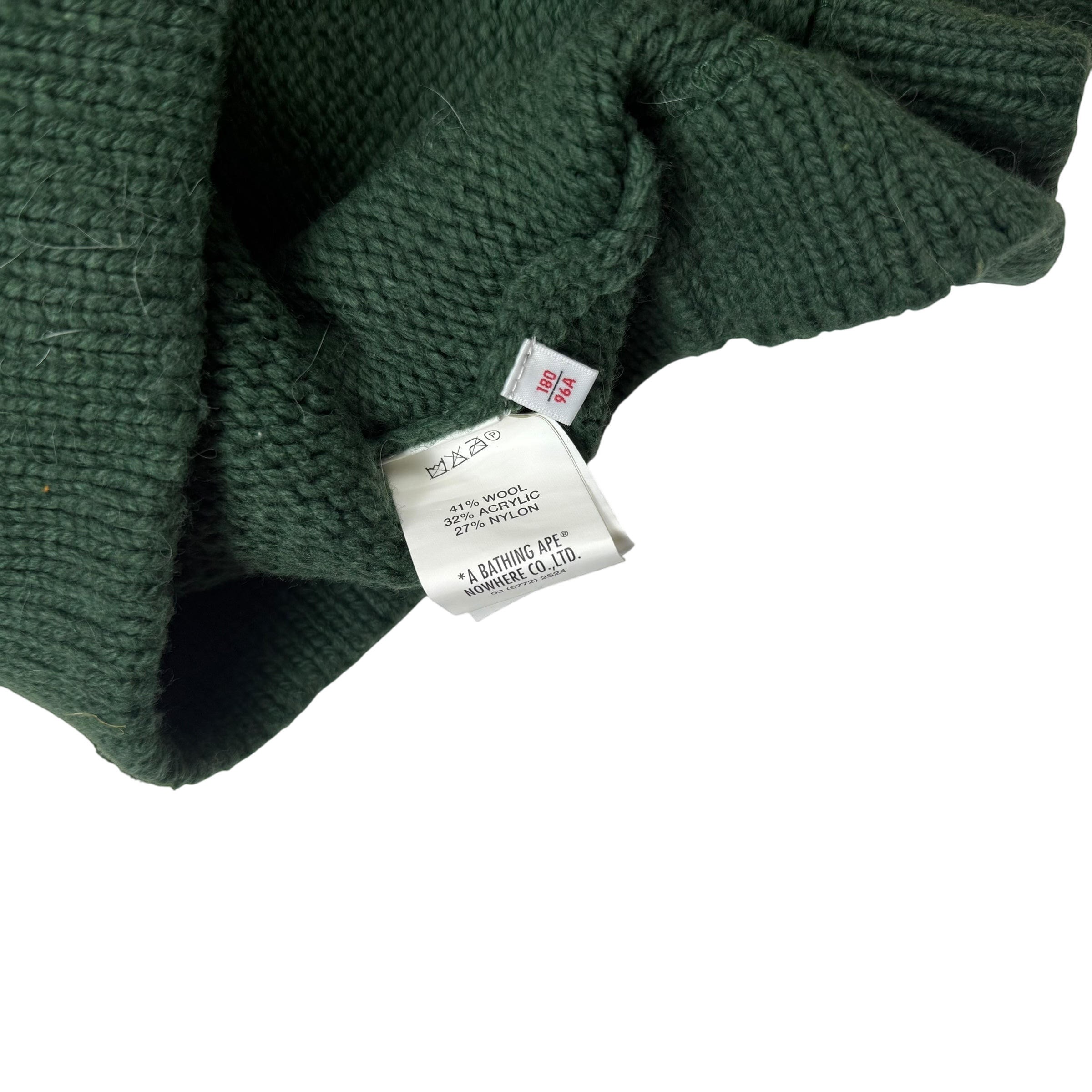 AAPE by A Bathing Ape Embroidered Knit Sweatshirt Cardigan Green (Size L)