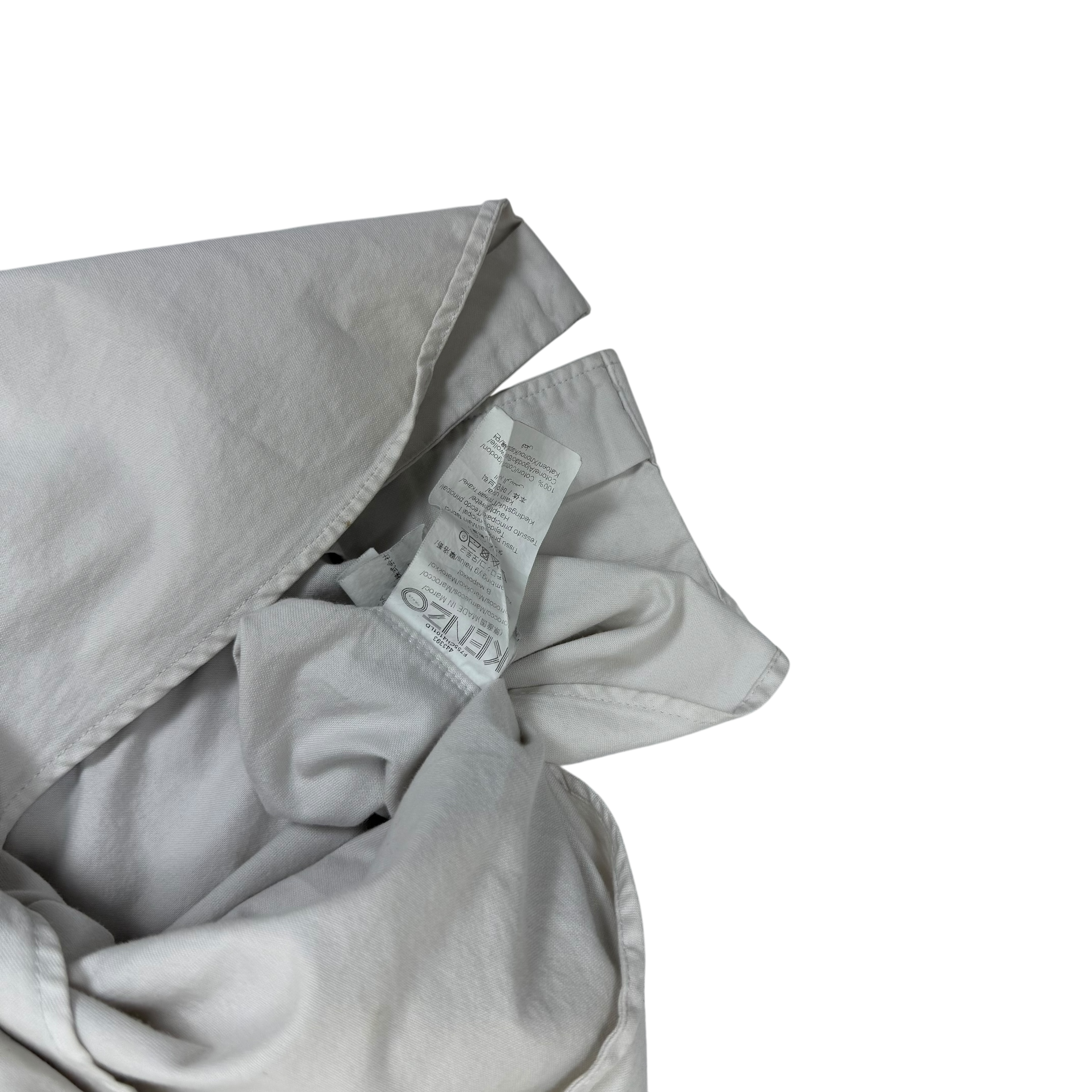 Kenzo White Button Down Knit Logo Oxford Shirt White (Fits M)