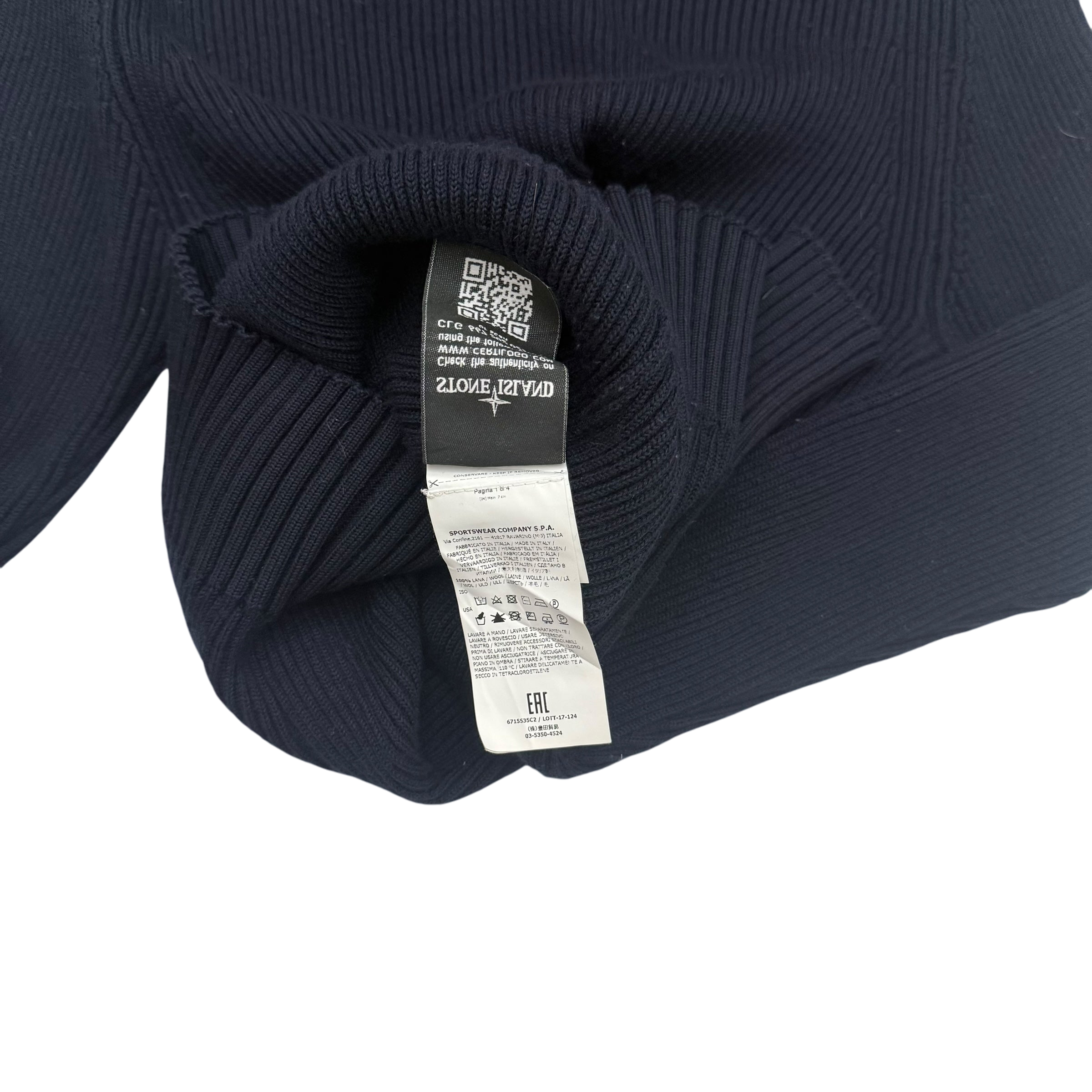 Stone Island Pure Wool Turtleneck Sweatshirt Navy (Size L)