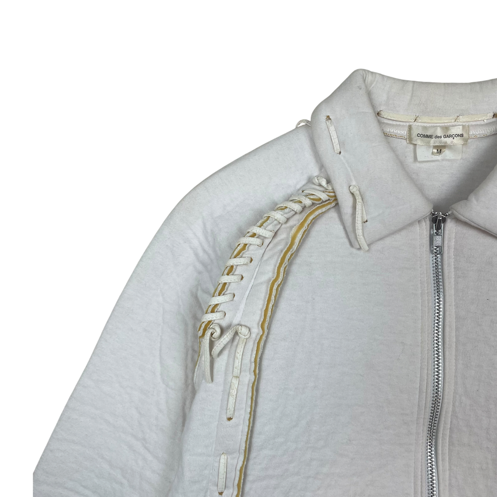 Comme des Garçons AD2004 Poly Zip Lace Up Jacket White (Size M)
