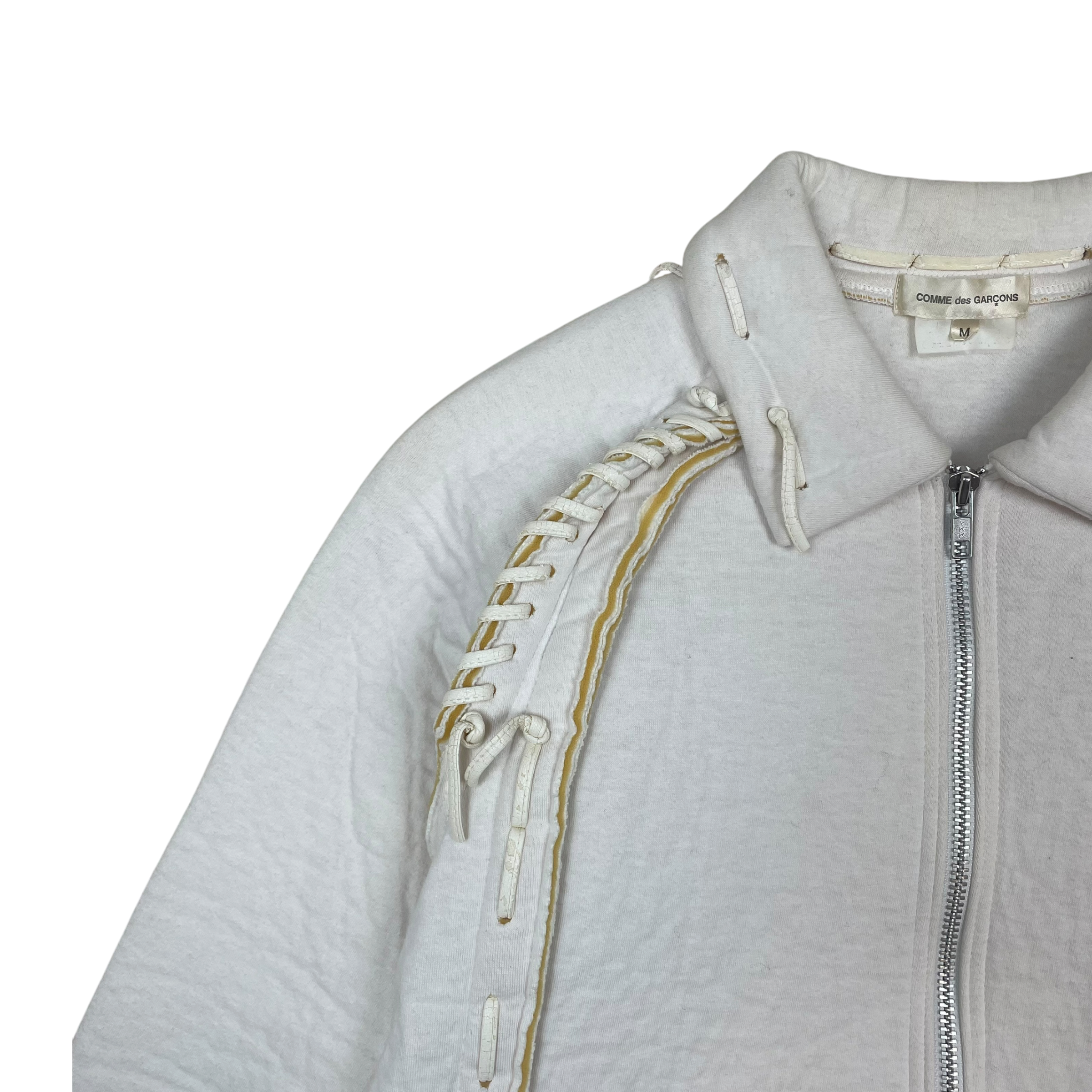 Comme des Garçons AD2004 Poly Zip Lace Up Jacket White (Size M)