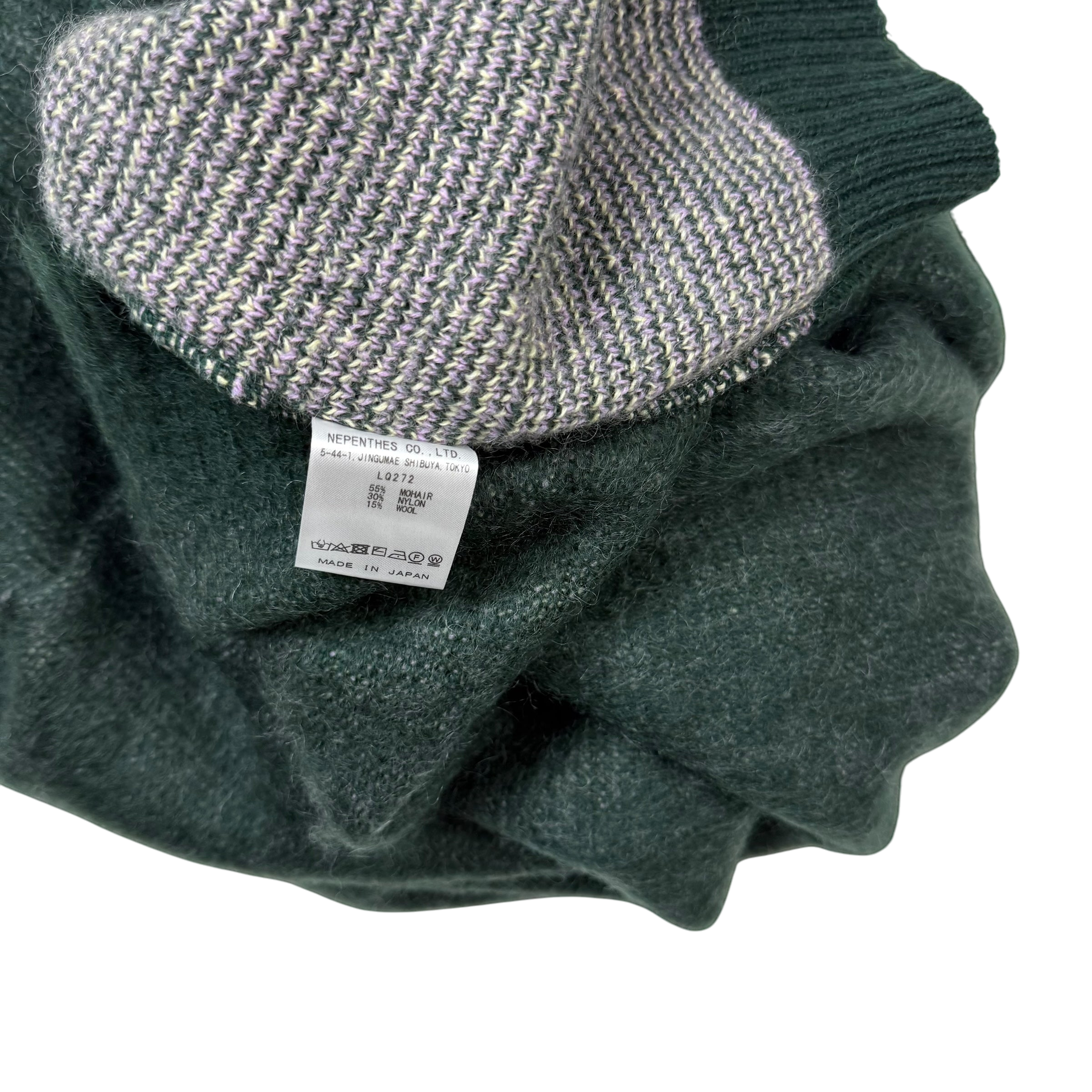 Needles AW22 Mohair Diamond Cardigan Purple & Green (Size L)