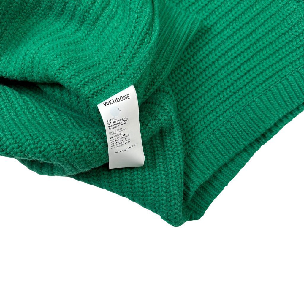 We11done Ribbed Wool Multi-Logo Square Knit Vest Green (Size L)