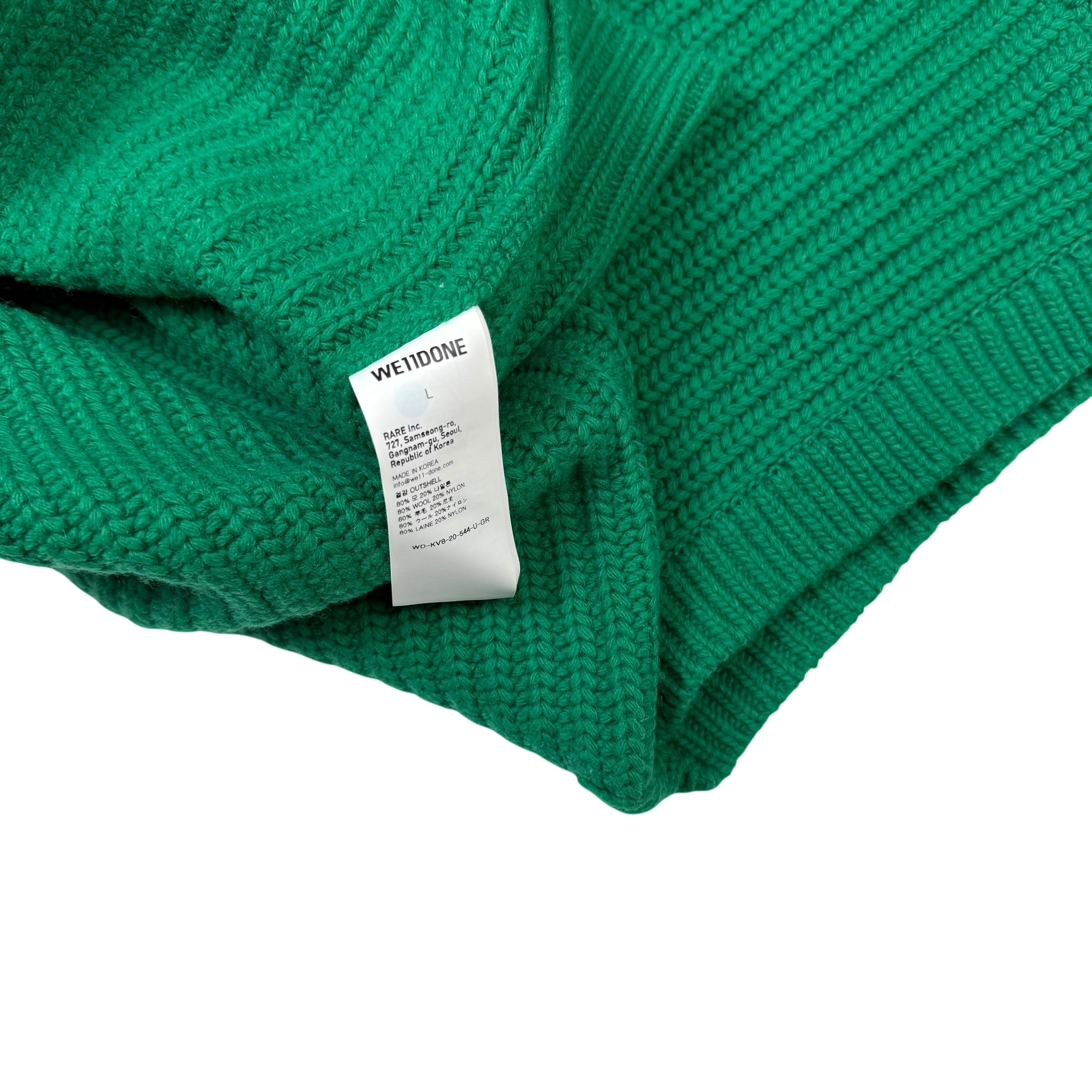 We11done Ribbed Wool Multi-Logo Square Knit Vest Green (Size L)