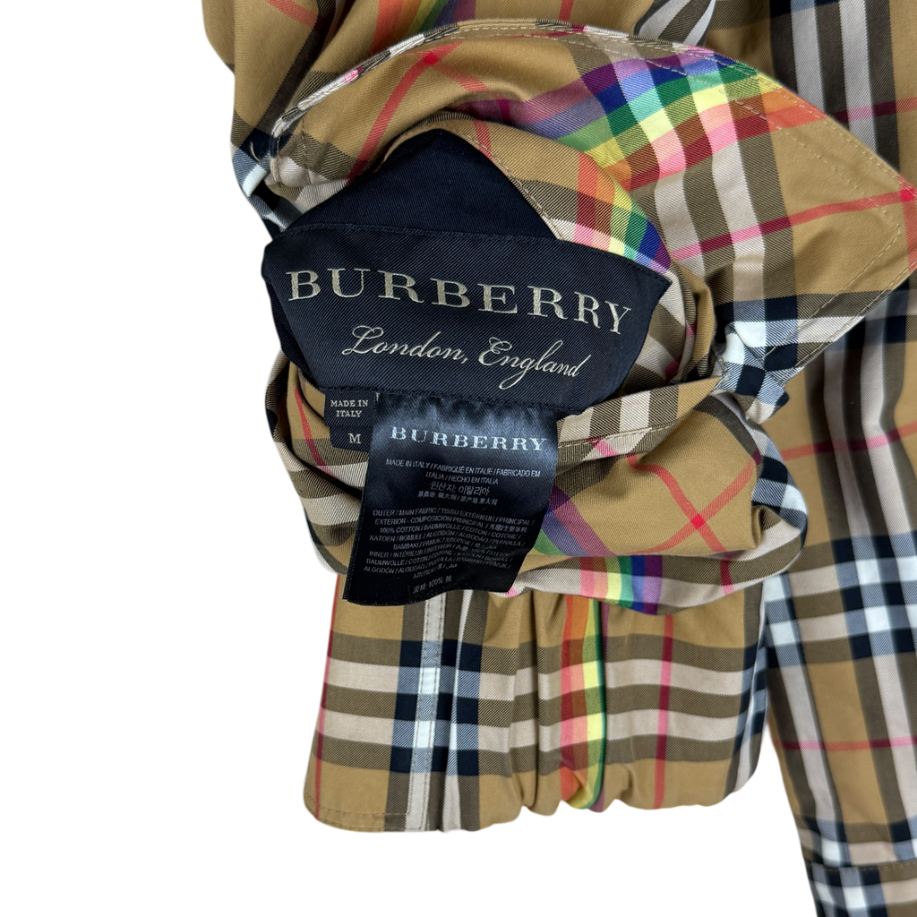 Burberry SS18 Reversible Rainbow Nova Check Harrington Jacket (Size L)