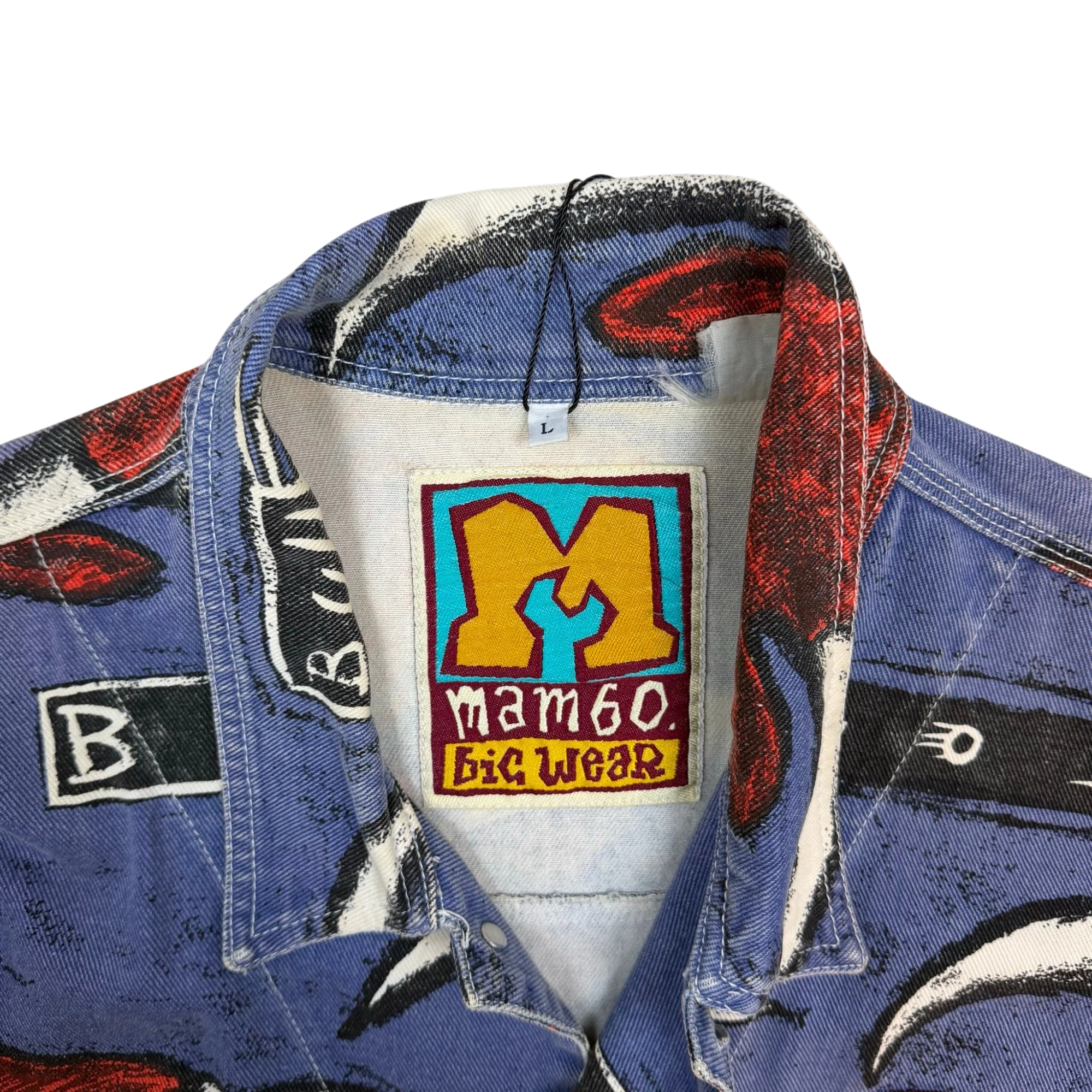 Mambo 90s Bull Print Denim Jacket (Size L)