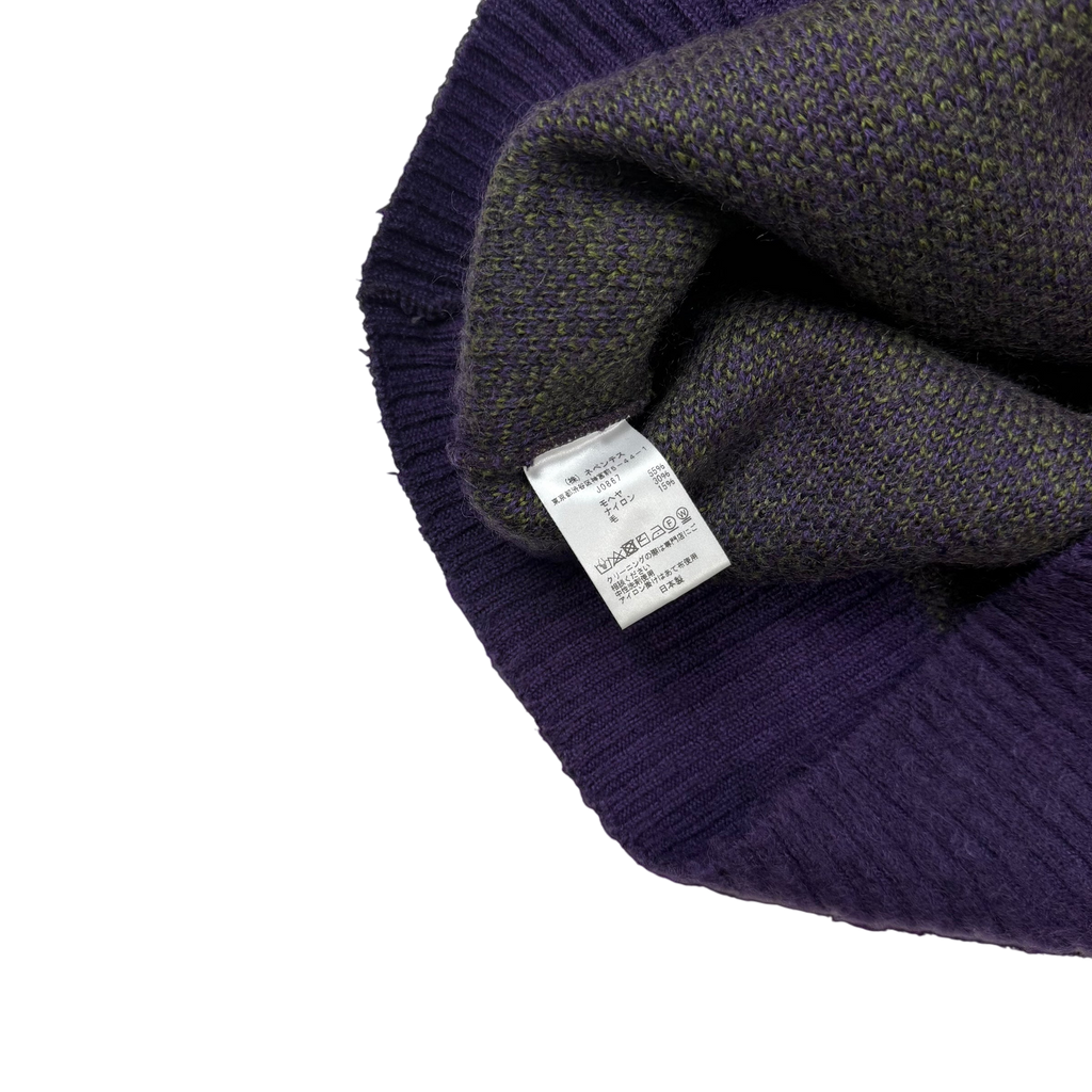 SOUTH2 WEST8 Mohair Blend Loose Fit V-Neck Sweatshirt Purple / Green (Size S)