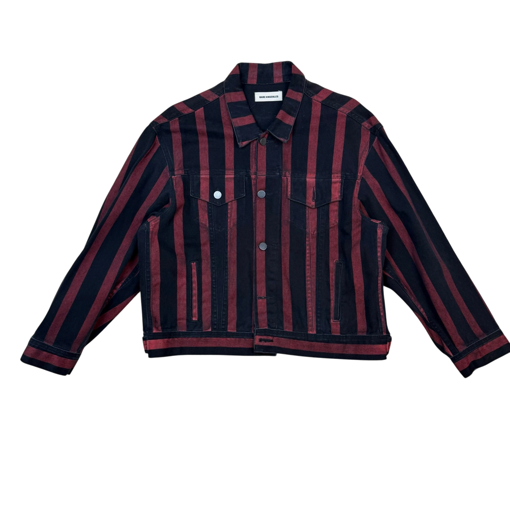 Bare Knuckles Striped Denim Jacket V2 Red/Black (Size M)