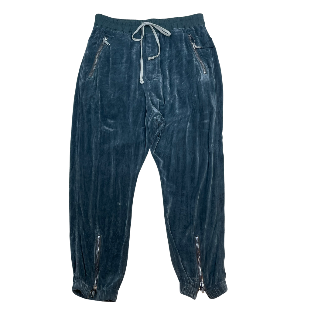 Rick Owens FW22 Strobe Velour Track Pants Teal (Size 52/XL)