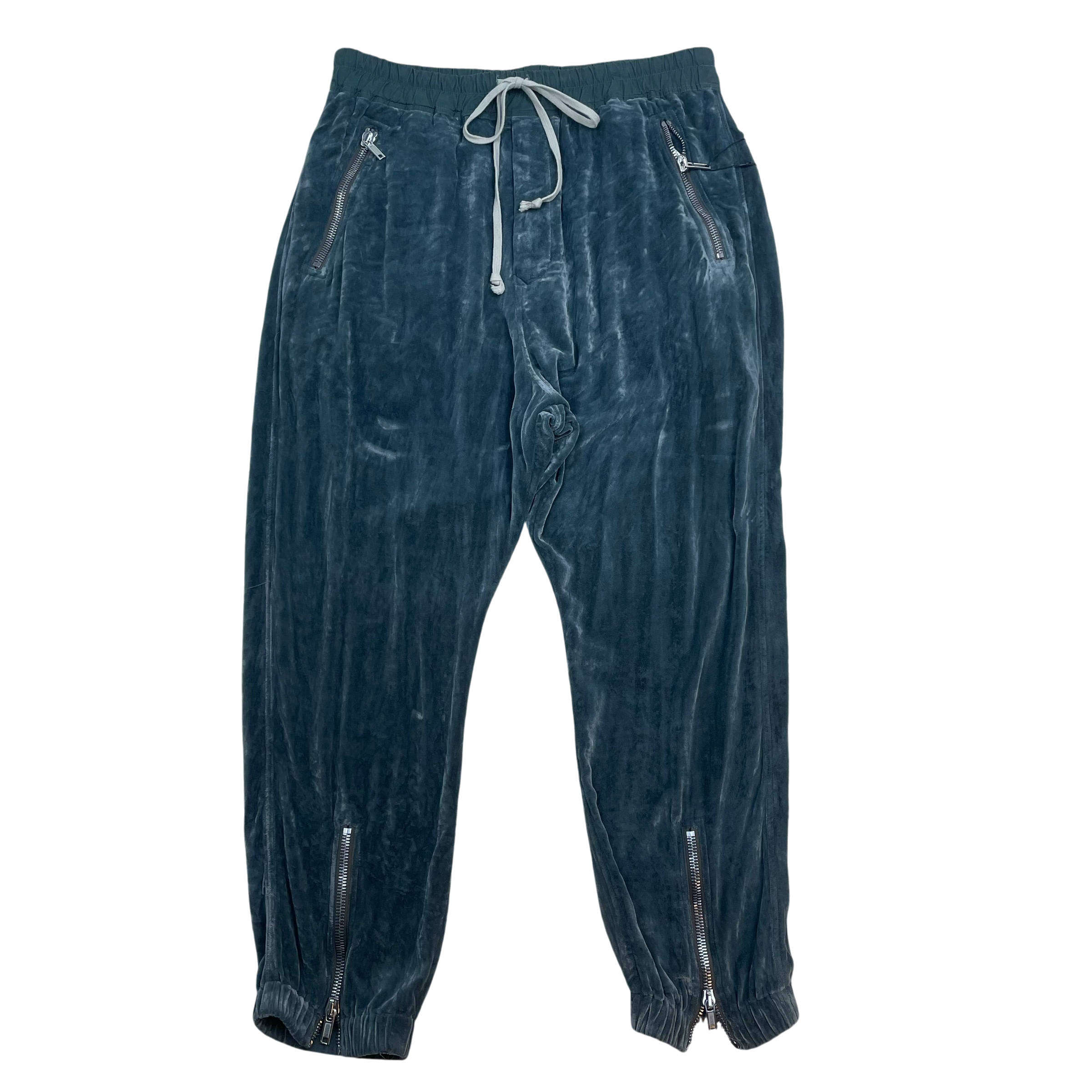 Rick Owens FW22 Strobe Velour Track Pants Teal (Size 52/XL)