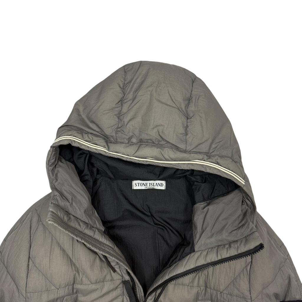 Stone Island AW 2011 Opaque Nylon Tela Down Jacket Grey/Khaki (Size L)
