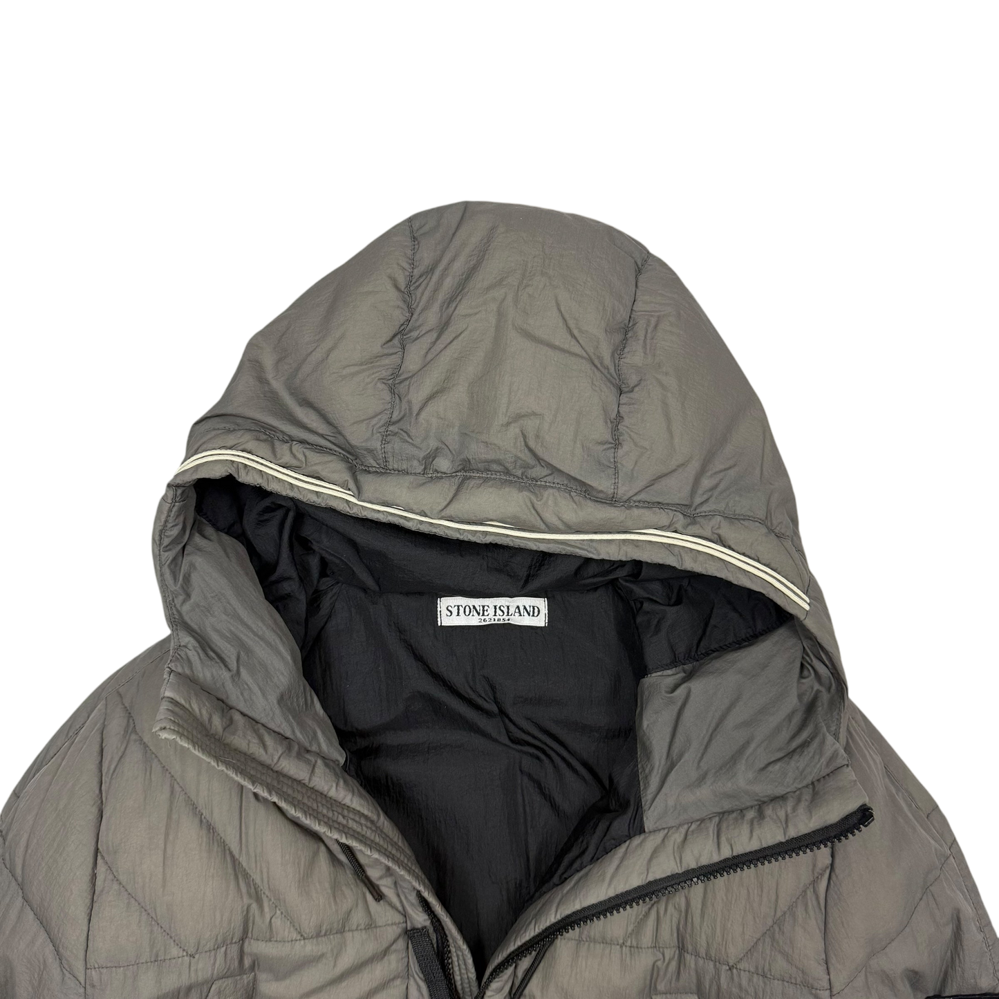 Stone Island AW 2011 Opaque Nylon Tela Down Jacket Grey/Khaki (Size L)
