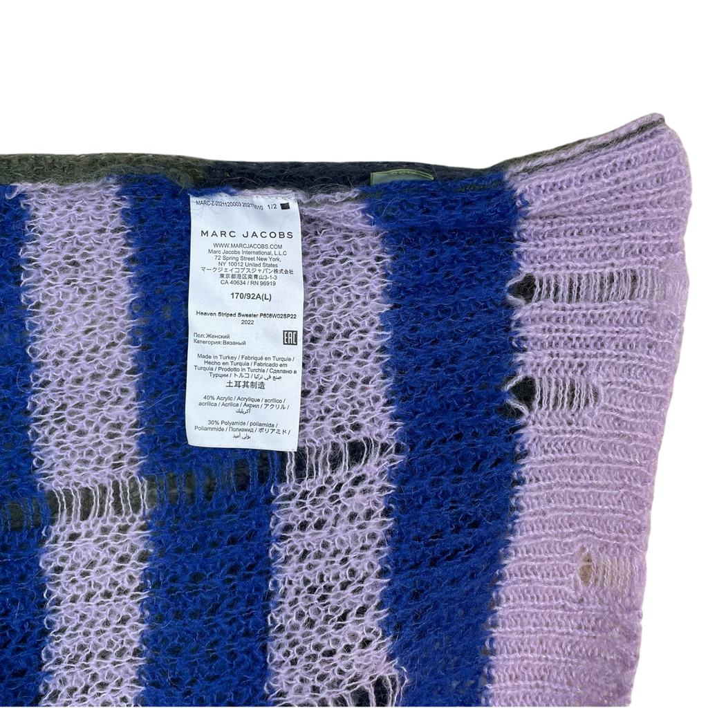 Heaven By Marc Jacobs SS22 Distressed Mohaie-Blend Open Knit Crewneck Multi (Size XS)