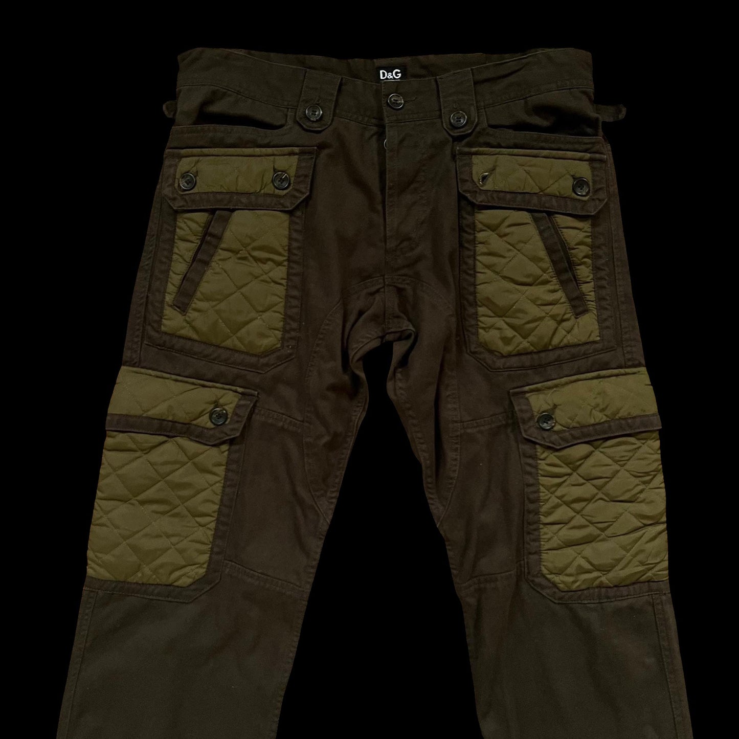 Vintage Dolce & Gabbana Heavy 8-Pocket Brown / Khaki Military Cargo Pants (Fits 32/34")