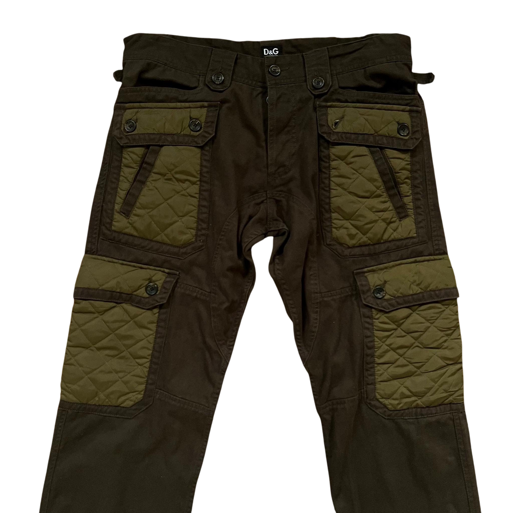 Vintage Dolce & Gabbana Heavy 8-Pocket Brown / Khaki Military Cargo Pants (Fits 32/34")