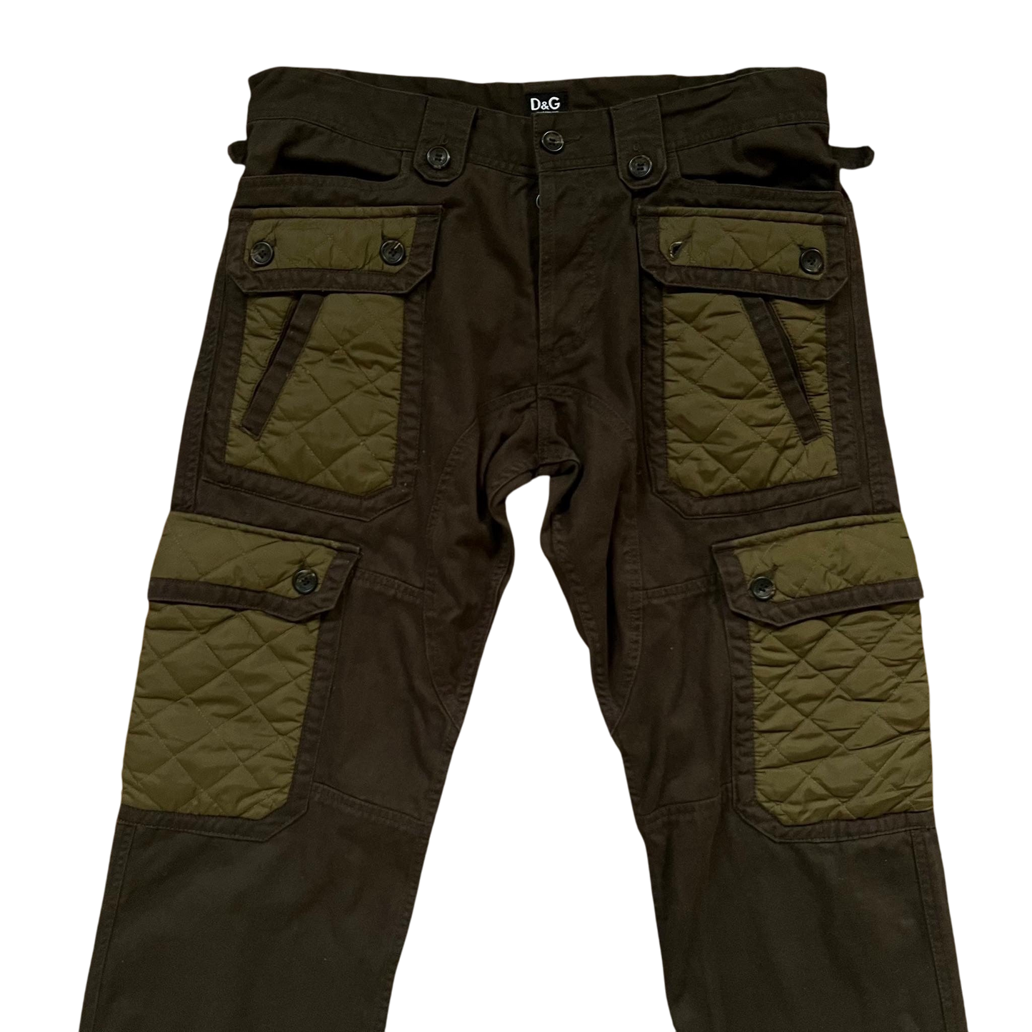 Vintage Dolce & Gabbana Heavy 8-Pocket Brown / Khaki Military Cargo Pants (Fits 32/34")