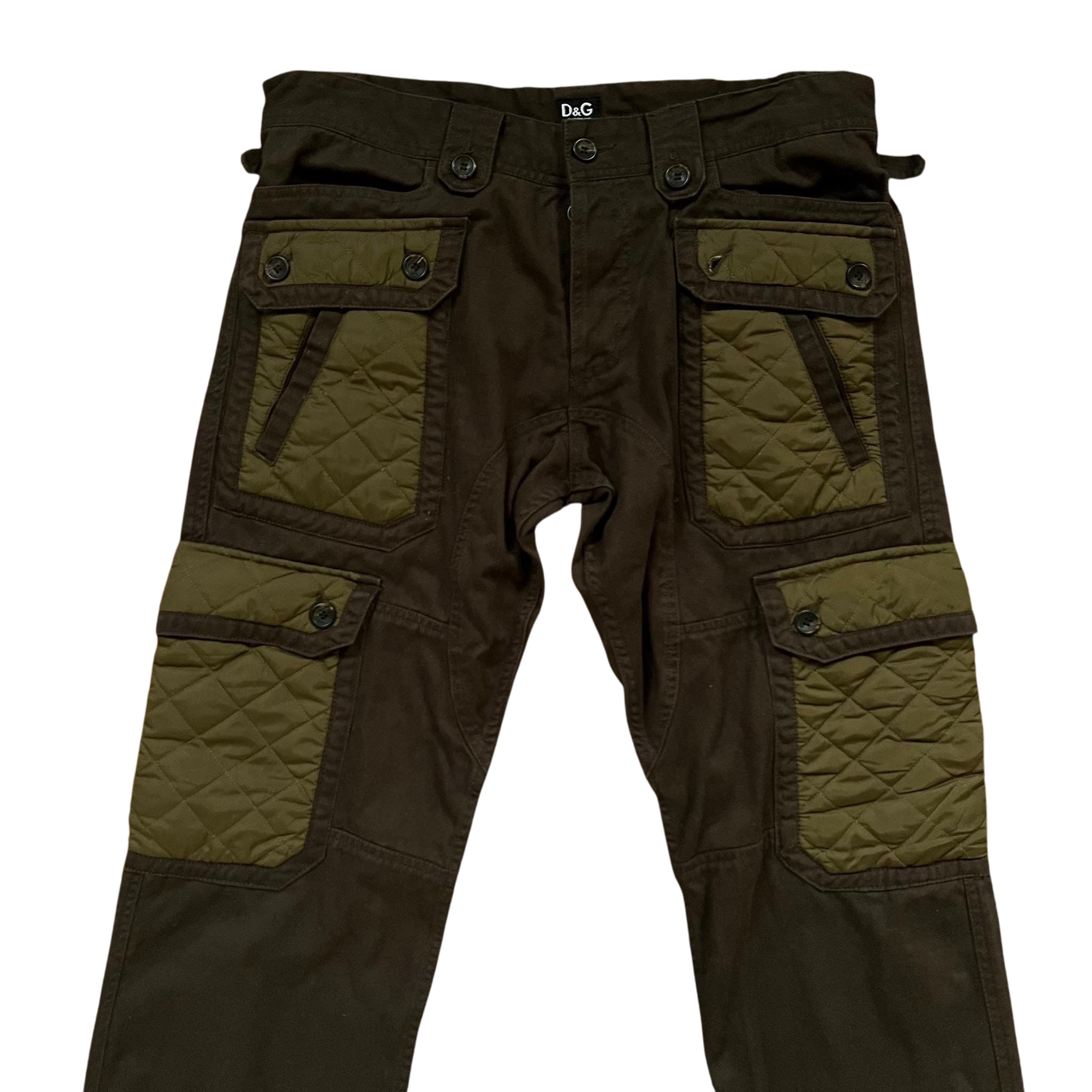 Vintage Dolce & Gabbana Heavy 8-Pocket Brown / Khaki Military Cargo Pants (Fits 32/34")