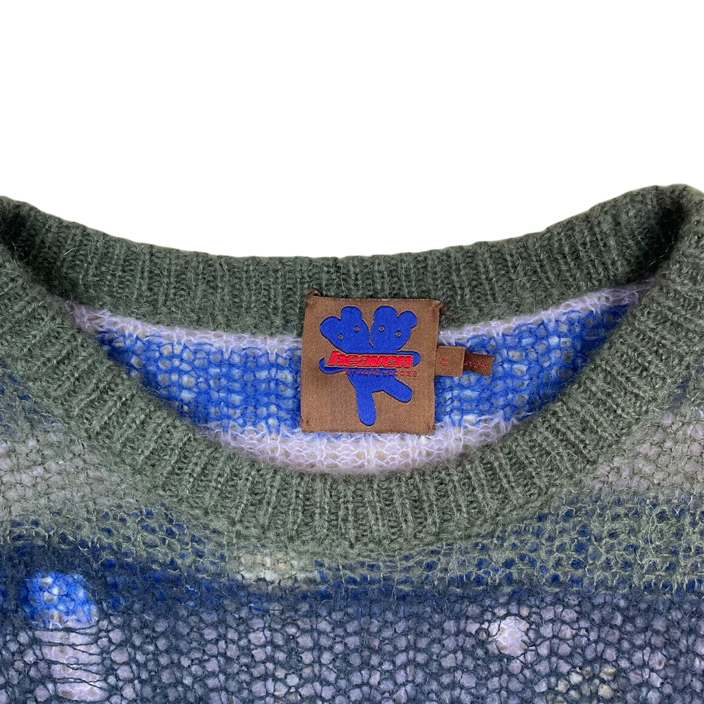 Heaven By Marc Jacobs SS22 Distressed Mohair-Blend Open Knit Crewneck Multi (Size L)