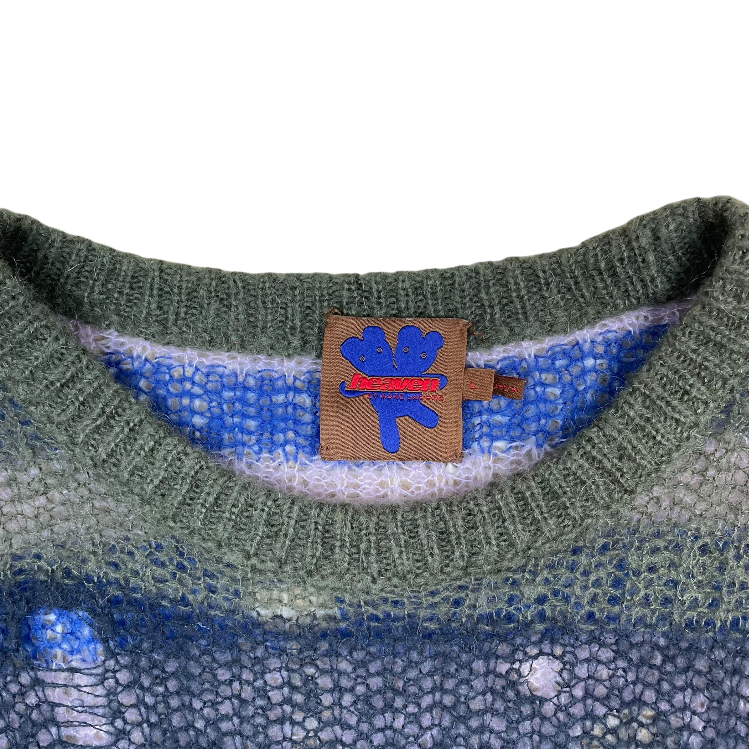 Heaven By Marc Jacobs SS22 Distressed Mohair-Blend Open Knit Crewneck Multi (Size L)