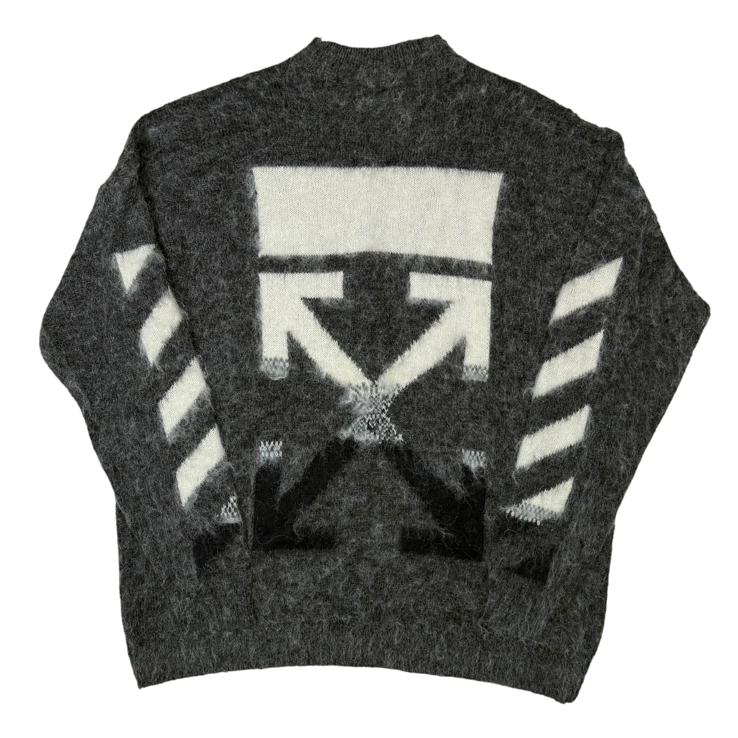 Off-White c/o Virgil Abloh Arrows-Intarsia Gradient Mohair Oversized Sweatshirt Grey (Fits Up To XL)