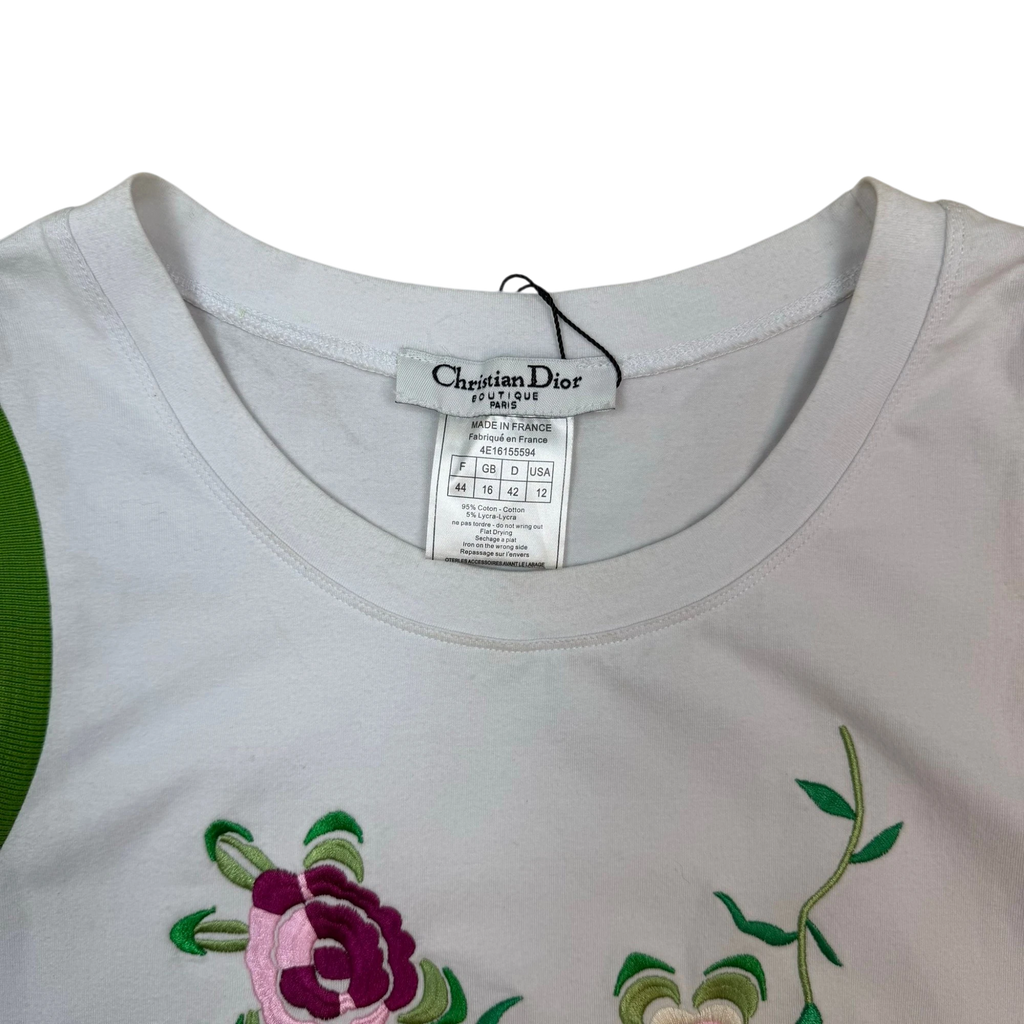 Christian Dior 00s Diamanté Embroidered ‘J’adore Dior’ Tank Top (Size 44)