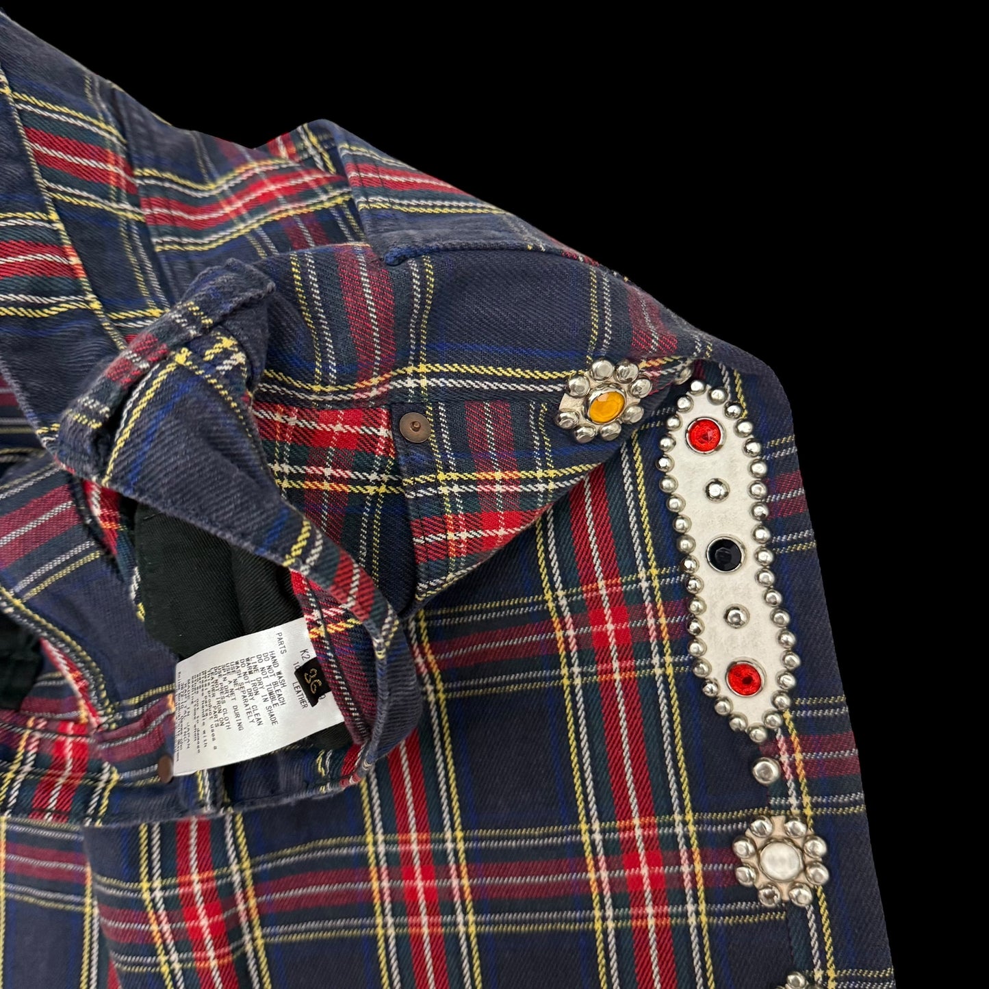 Kapital 11oz Tartan Check 5P Monkey Cisco Jeans (Studs Remake) Red (Size 36”)
