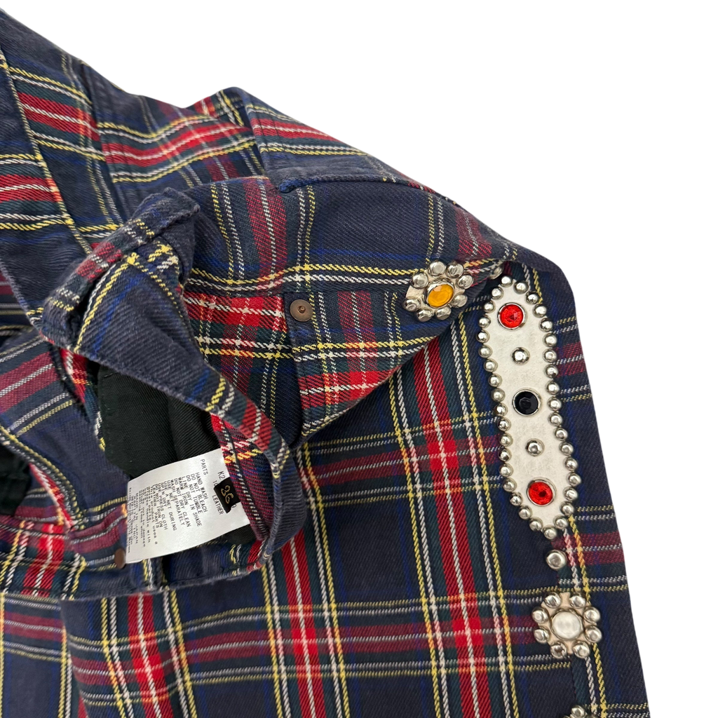 Kapital 11oz Tartan Check 5P Monkey Cisco Jeans (Studs Remake) Red (Size 36”)