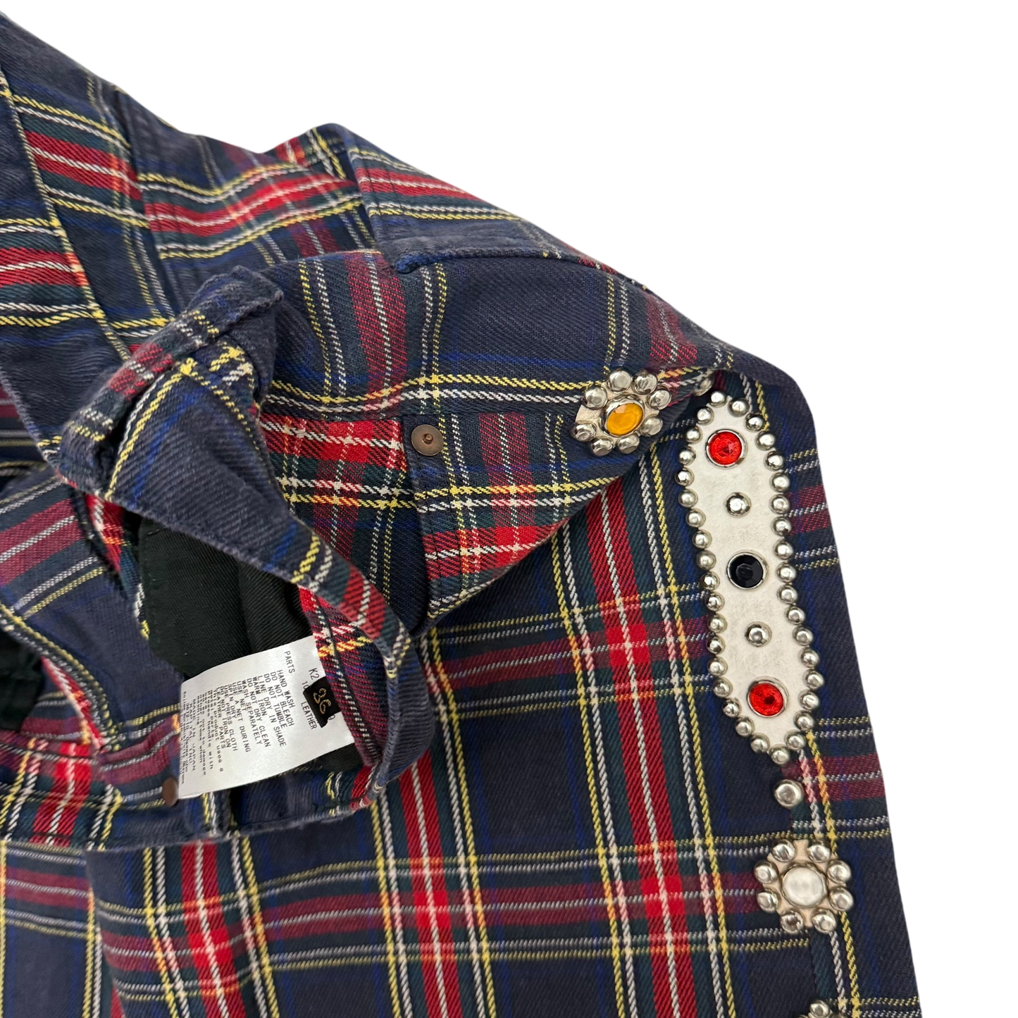 Kapital 11oz Tartan Check 5P Monkey Cisco Jeans (Studs Remake) Red (Size 36”)