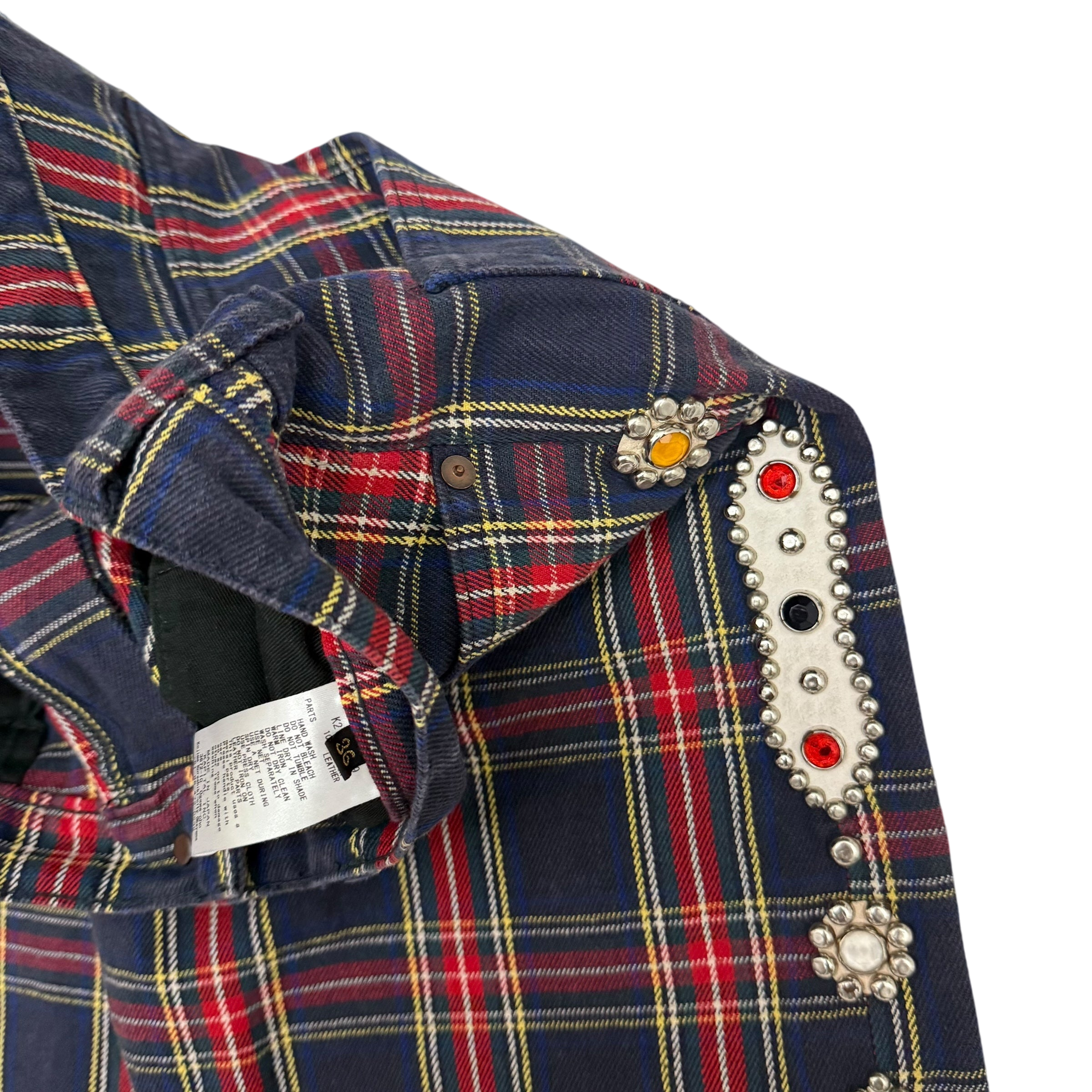 Kapital 11oz Tartan Check 5P Monkey Cisco Jeans (Studs Remake) Red (Size 36”)