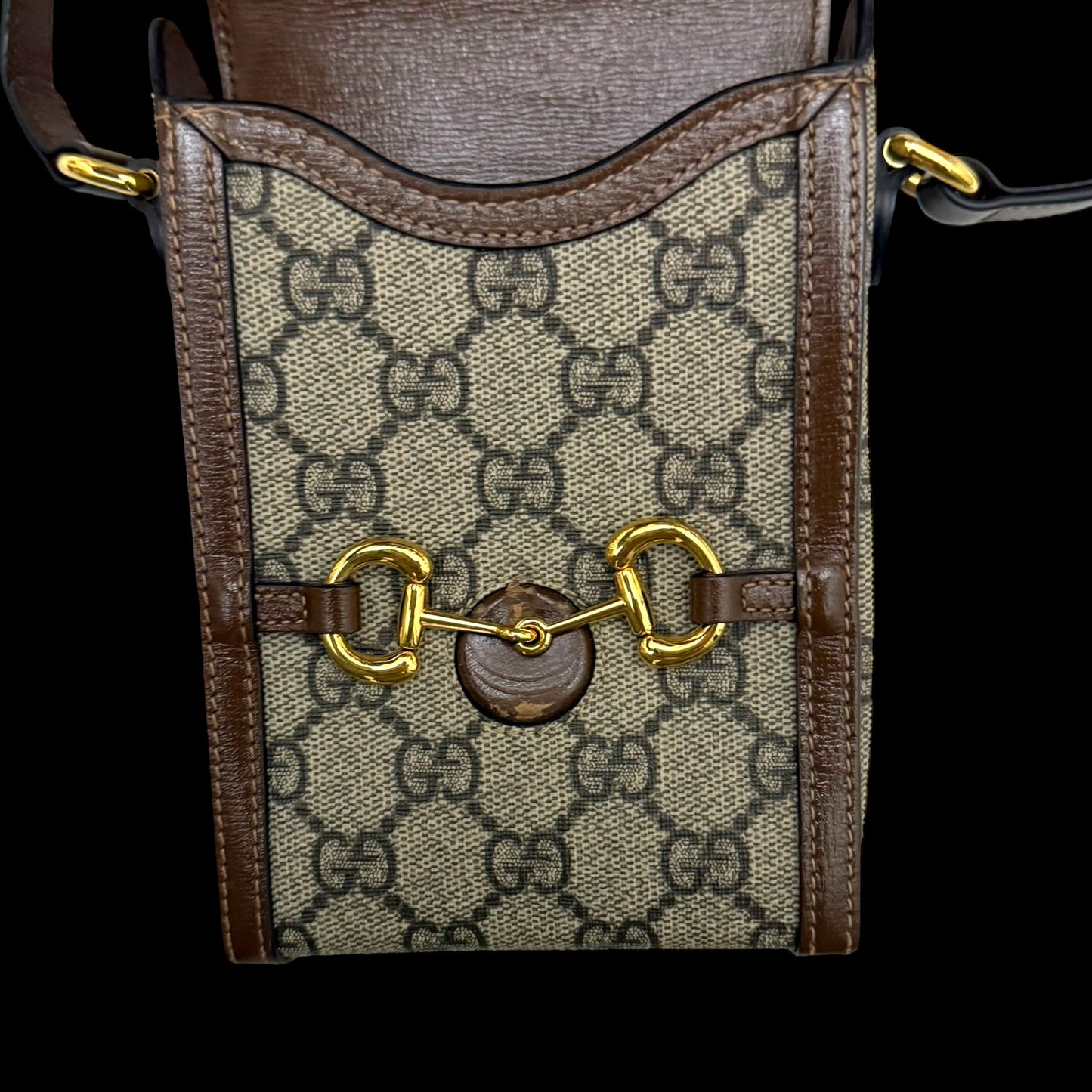 Gucci Horsebit 1955 Mini Leather Shoulder Bag Beige/Brown
