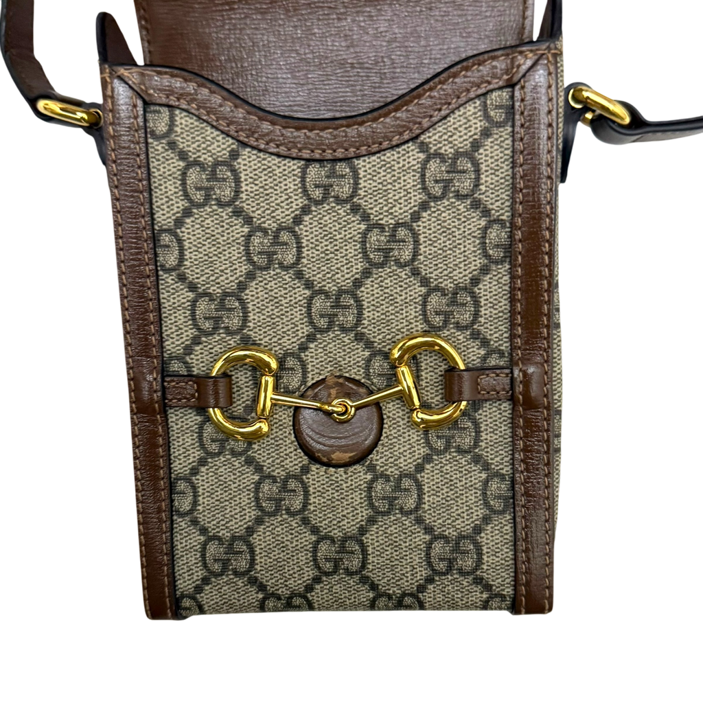 Gucci Horsebit 1955 Mini Leather Shoulder Bag Beige/Brown
