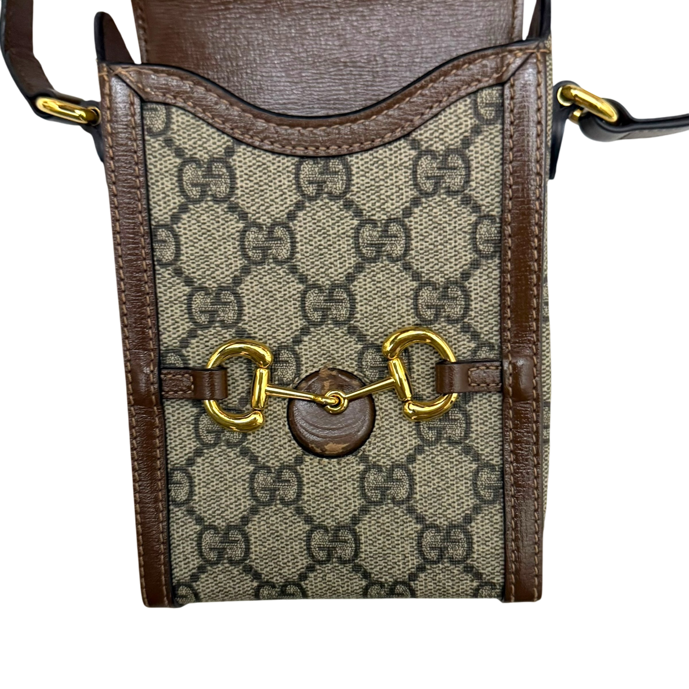 Gucci Horsebit 1955 Mini Leather Shoulder Bag Beige/Brown