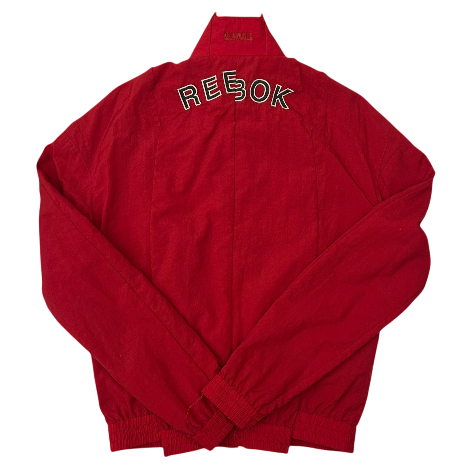 2018 Vetements x Reebok Reworked Distressed Track Jacket Red (Size S Womens)